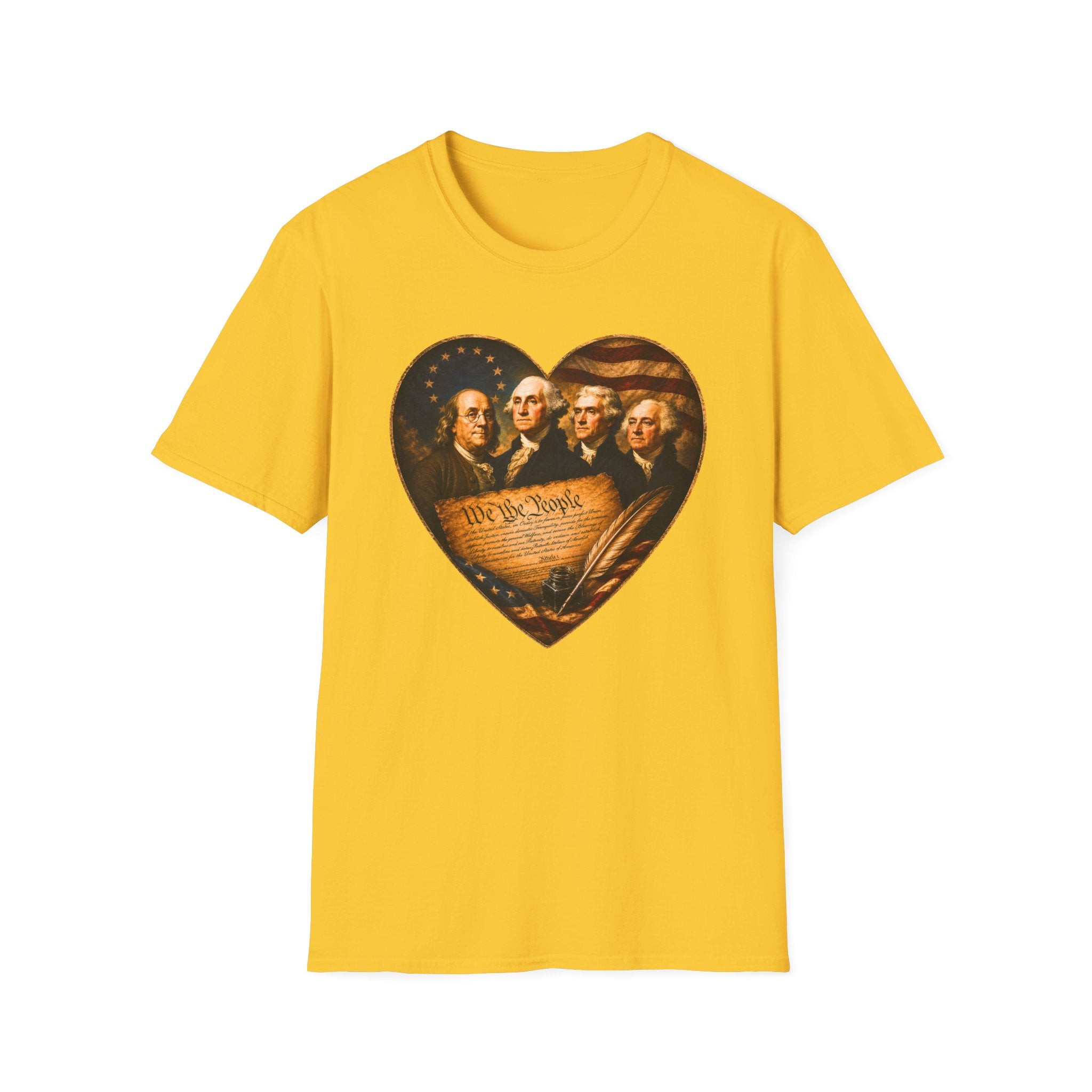 Patriotic Founding Fathers Heart T-Shirt — We the People Constitution Design