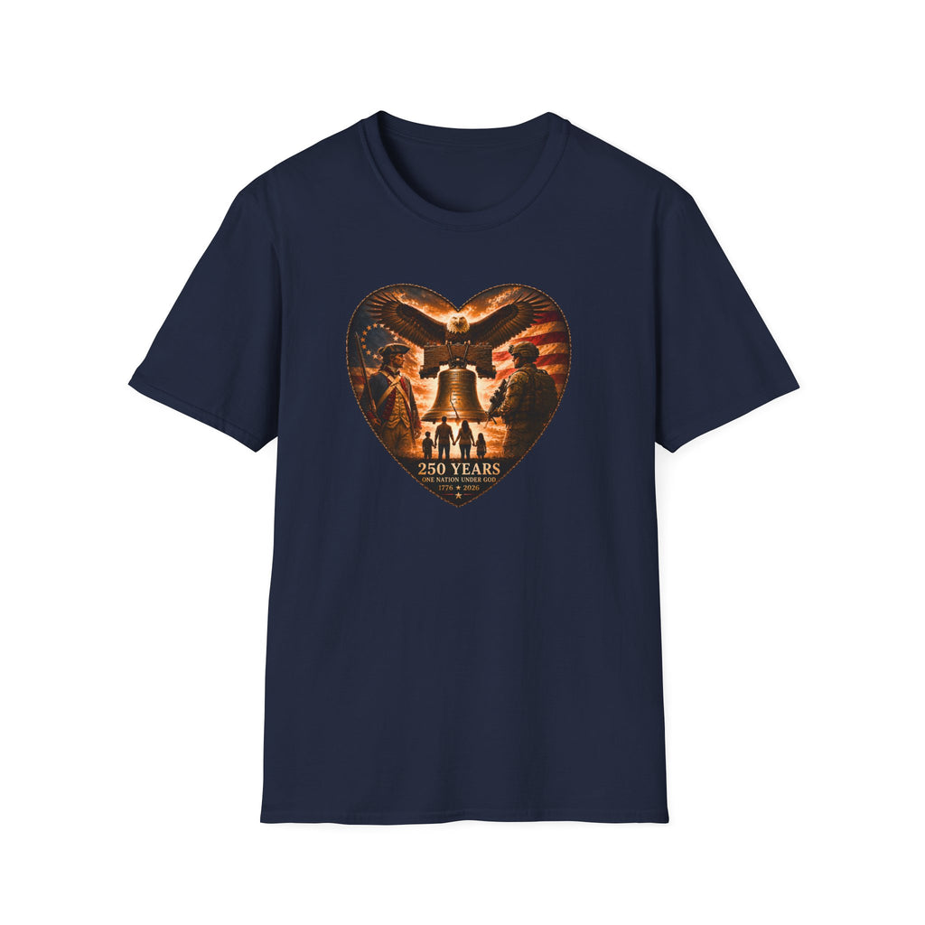 Liberty Heart T‑Shirt — Patriotic Eagle & Liberty Bell Design
