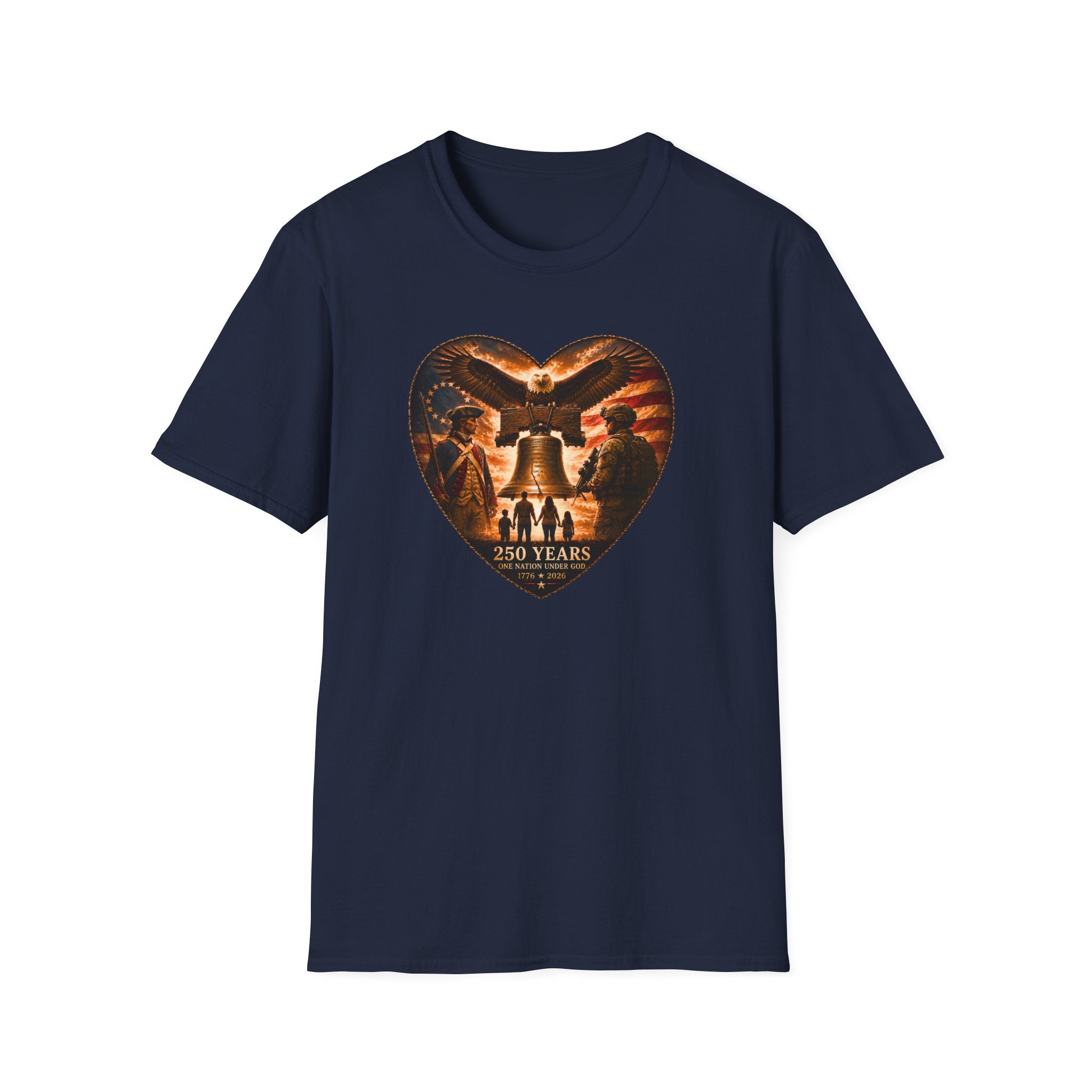 Liberty Heart T‑Shirt — Patriotic Eagle & Liberty Bell Design