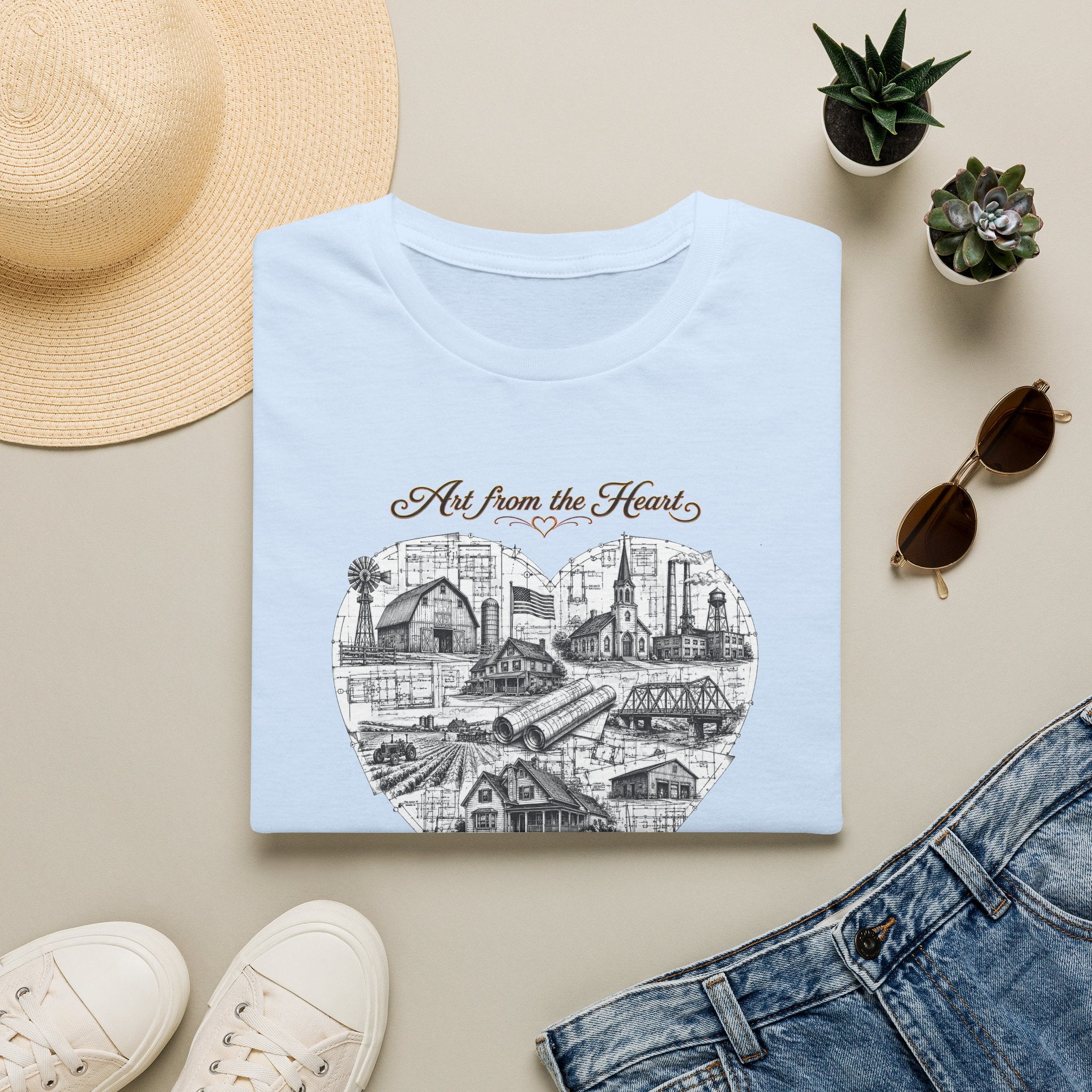 Heart Cityscape T-Shirt — "Art from the Heart" American Heartland Illustration