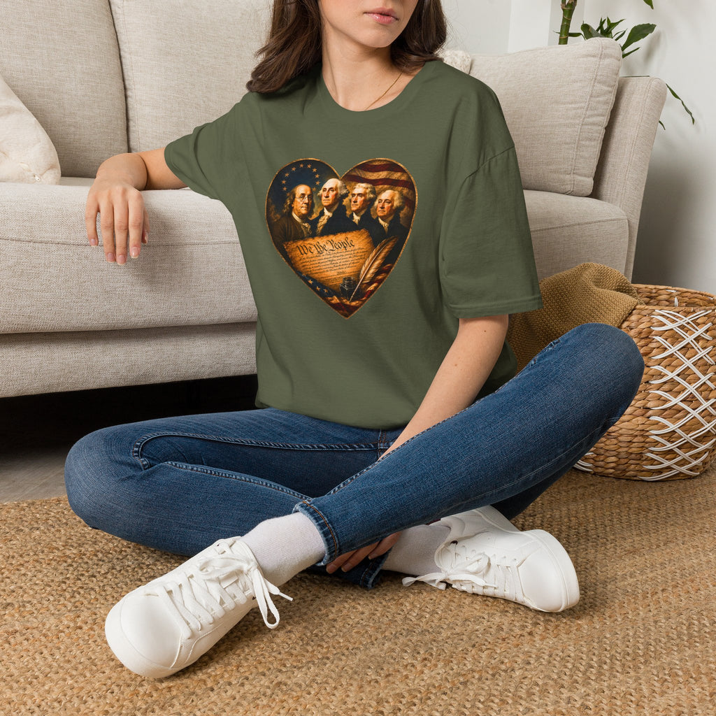 Patriotic Founding Fathers Heart T-Shirt — We the People Constitution Design