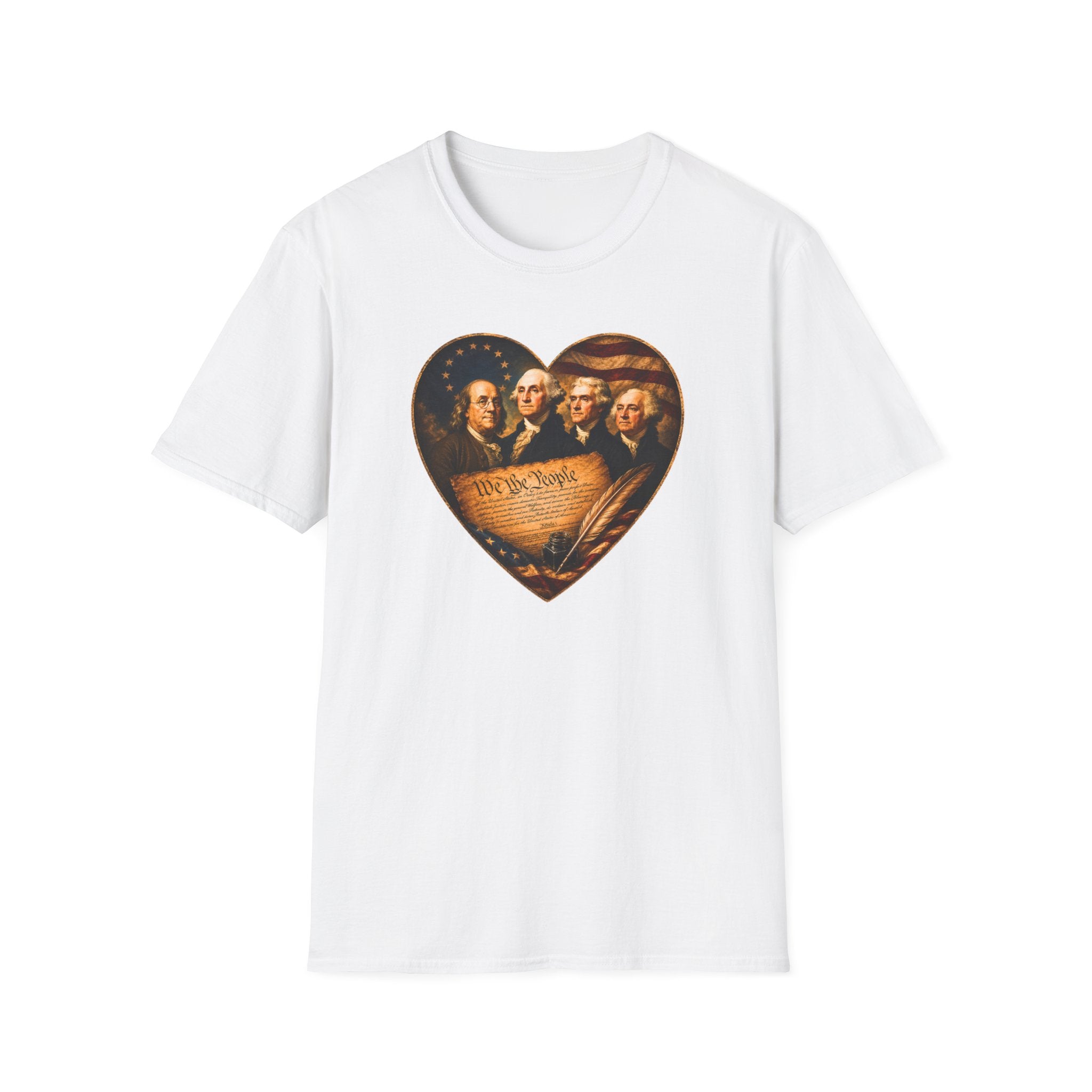 Patriotic Founding Fathers Heart T-Shirt — We the People Constitution Design
