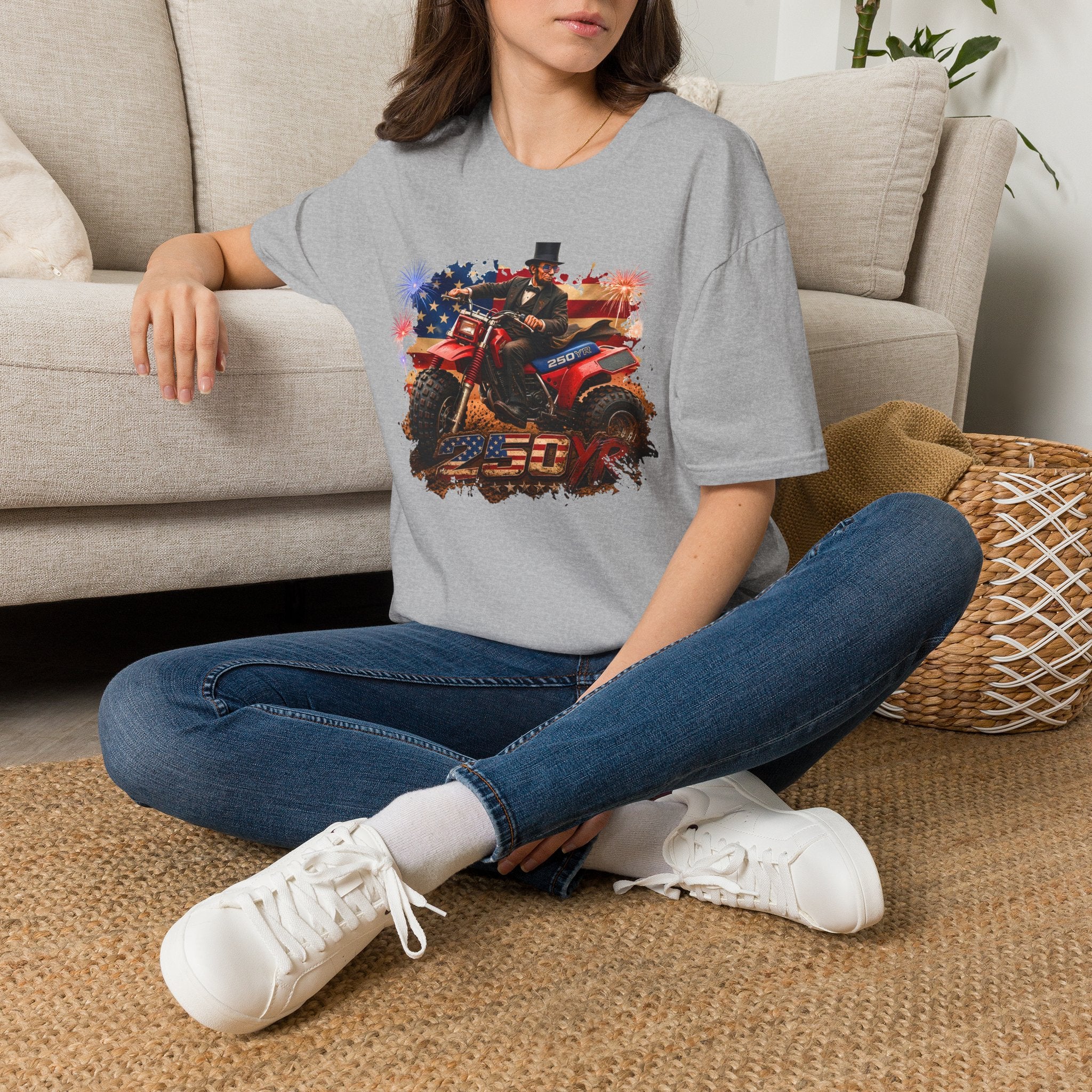 Patriotic Lincoln Riding ATV T-Shirt — 4th of July Veteran Americana Tee