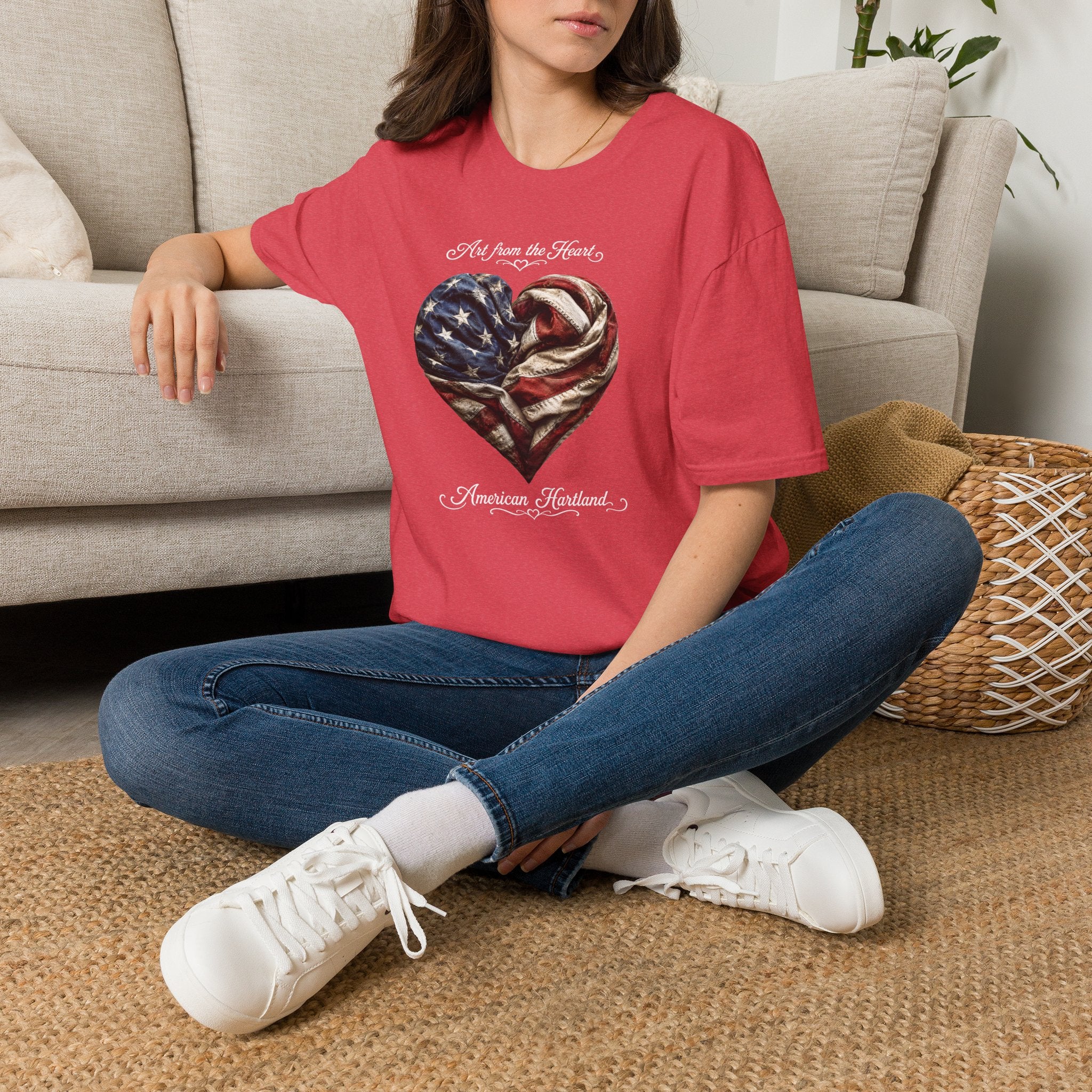 Patriotic Heart T-Shirt — “Art From the Heart” American Flag Tee