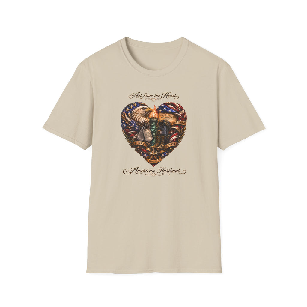 T-Shirt — "Art From the Heart" American Veterans Patriotic Eagle Heart Design