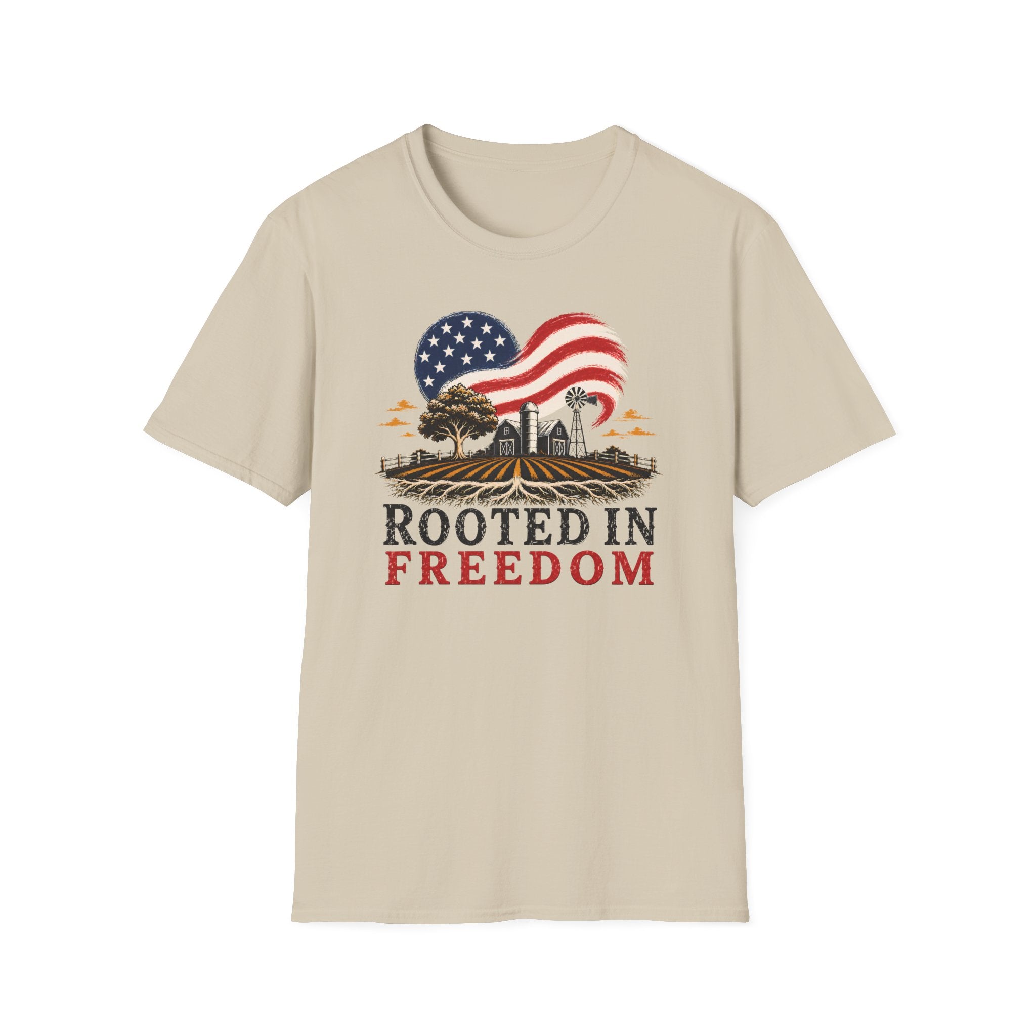 Rooted in Freedom T-Shirt — Patriotic Farm USA Graphic Tee