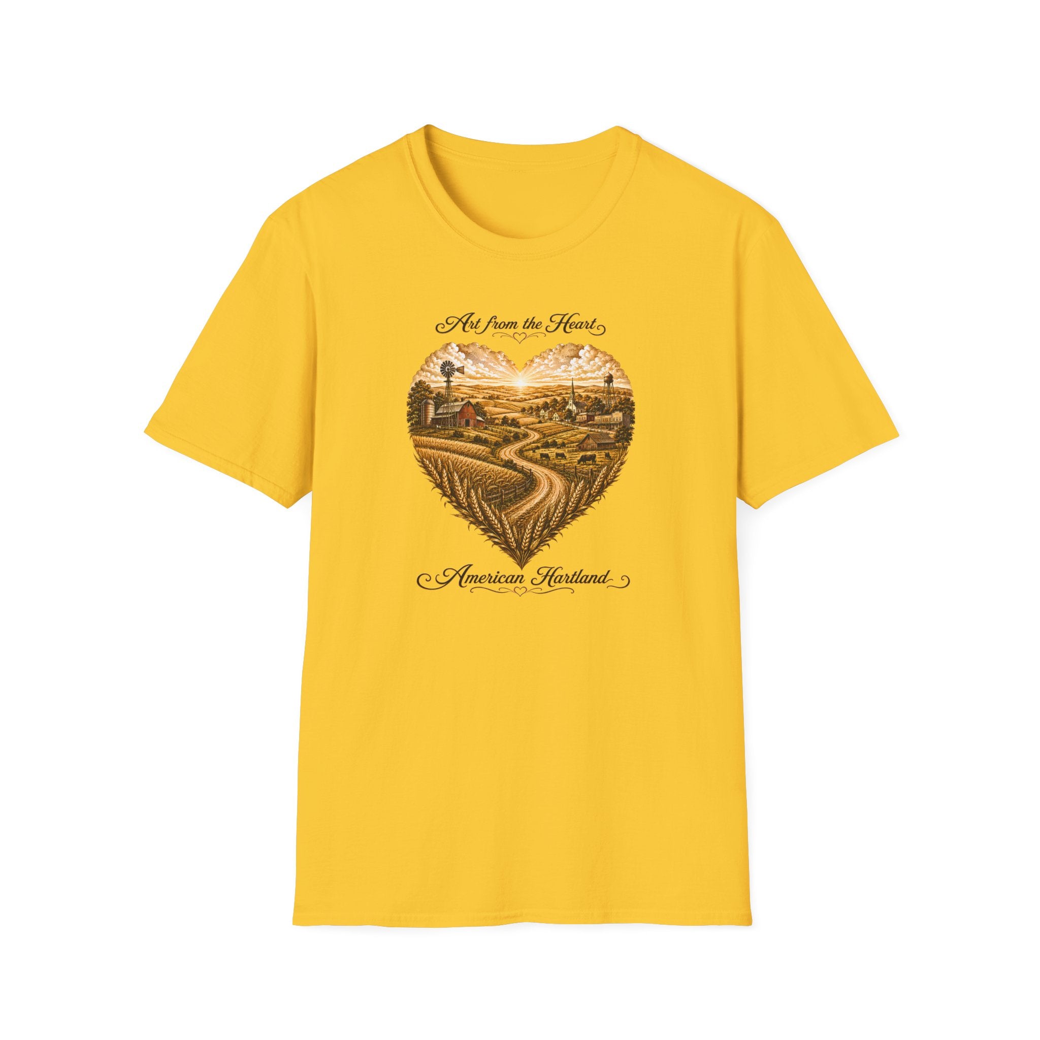 Heartland Farm T-Shirt — "Art from the Heart" Vintage Country Landscape