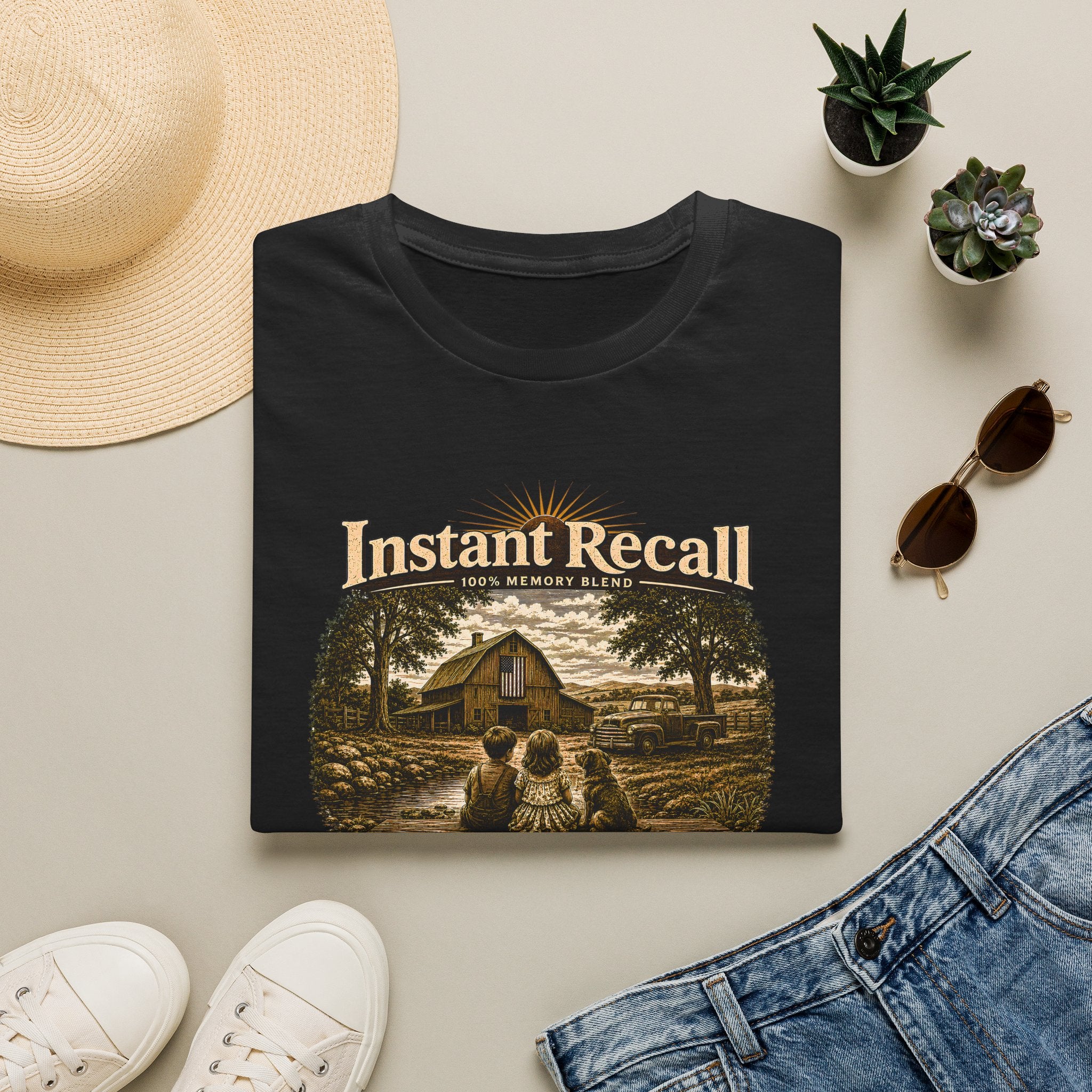 Instant Recall Vintage Barn T-Shirt — 'Just Add Heart' Nostalgic Farm Tee