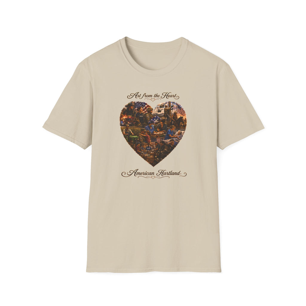 Heart-Shaped Americana Art T-Shirt — "Art from the Heart" Graphic Tee