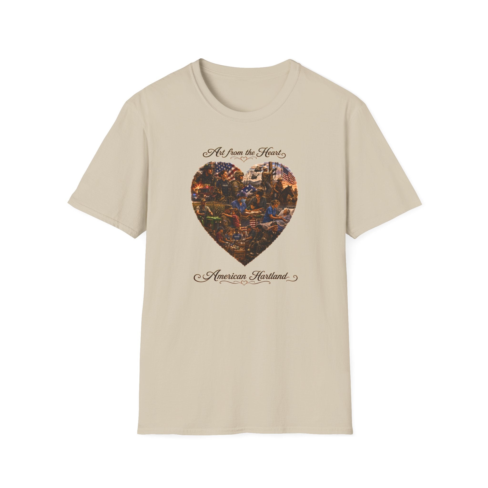 Heart-Shaped Americana Art T-Shirt — "Art from the Heart" Graphic Tee