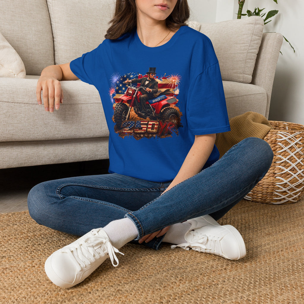 Patriotic Lincoln Riding ATV T-Shirt — 4th of July Veteran Americana Tee