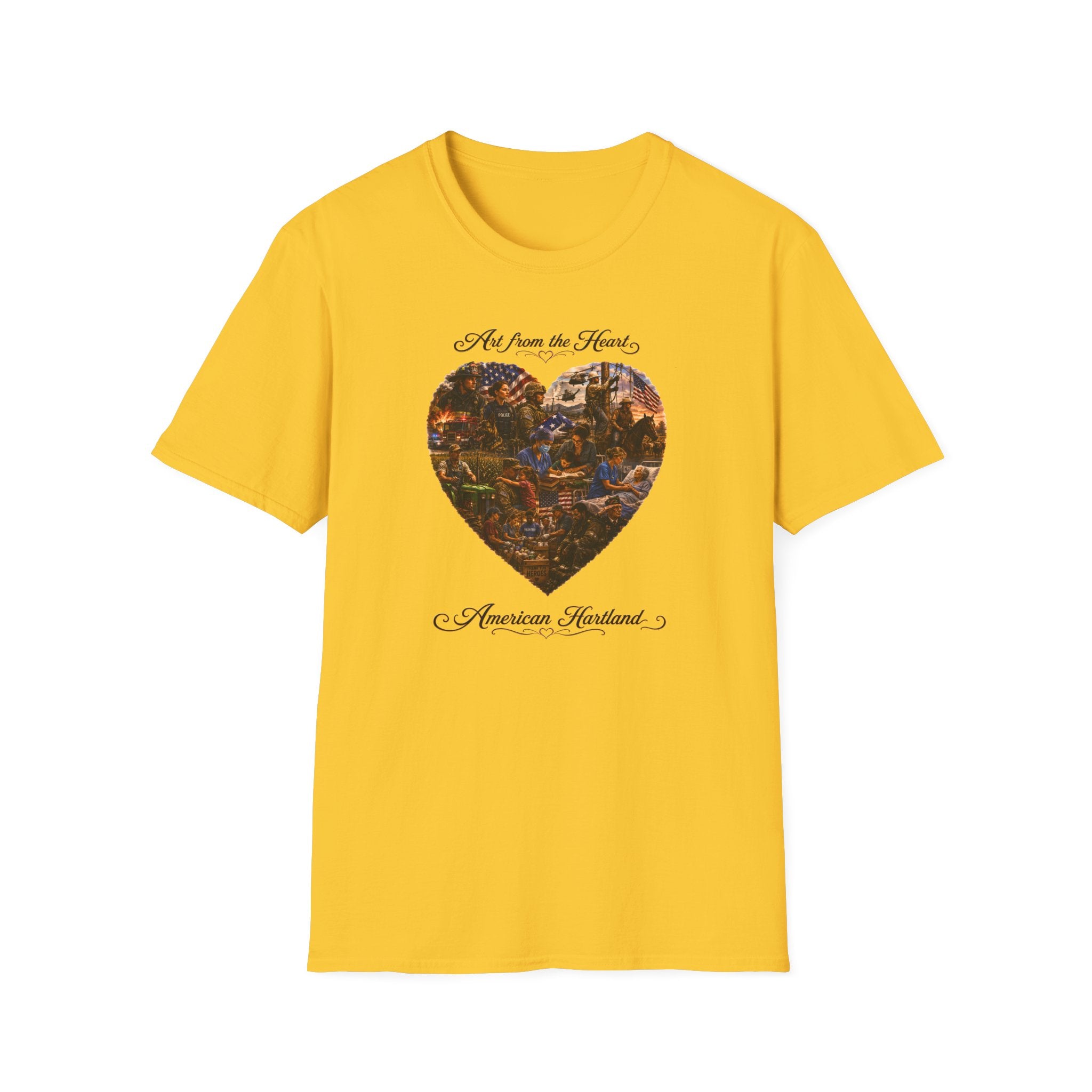 Heart-Shaped Americana Art T-Shirt — "Art from the Heart" Graphic Tee