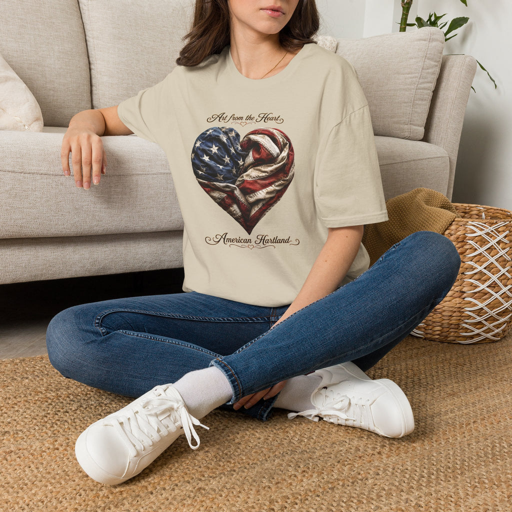 Patriotic Heart T-Shirt — “Art From the Heart” American Flag Tee