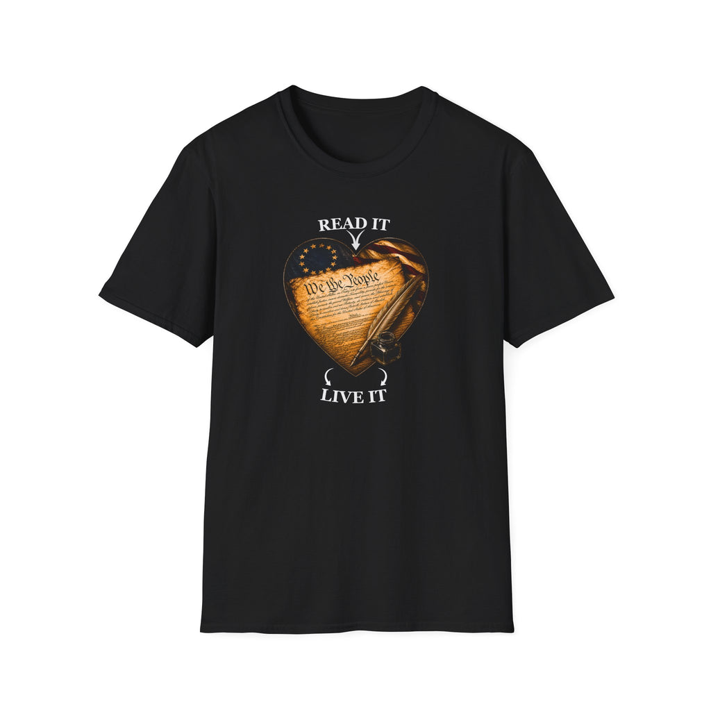 T-Shirt — "Read It, Live It" Constitution Heart Tee