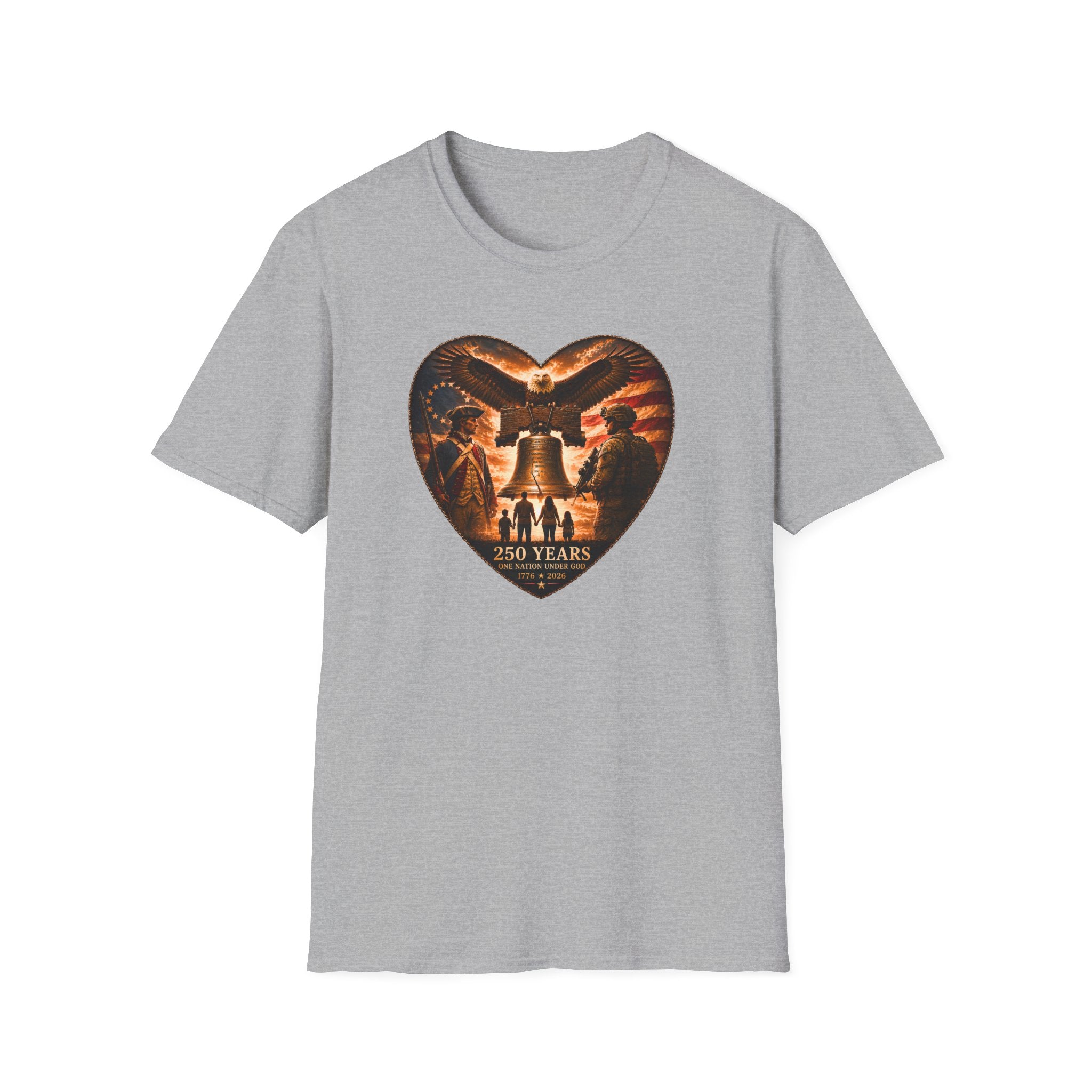 Liberty Heart T‑Shirt — Patriotic Eagle & Liberty Bell Design