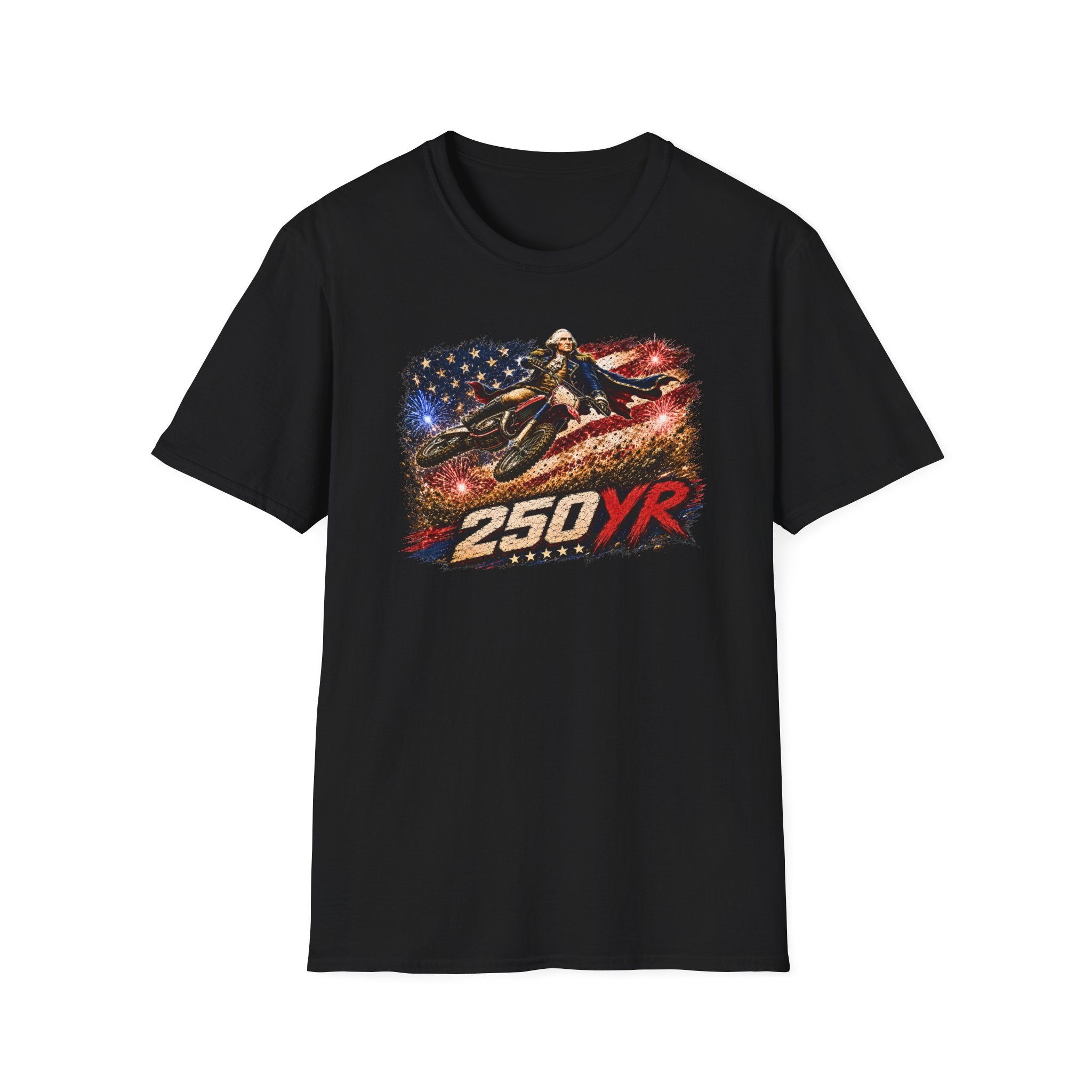 250YR American Flag Motorcycle T‑Shirt — Patriotic Biker Tee