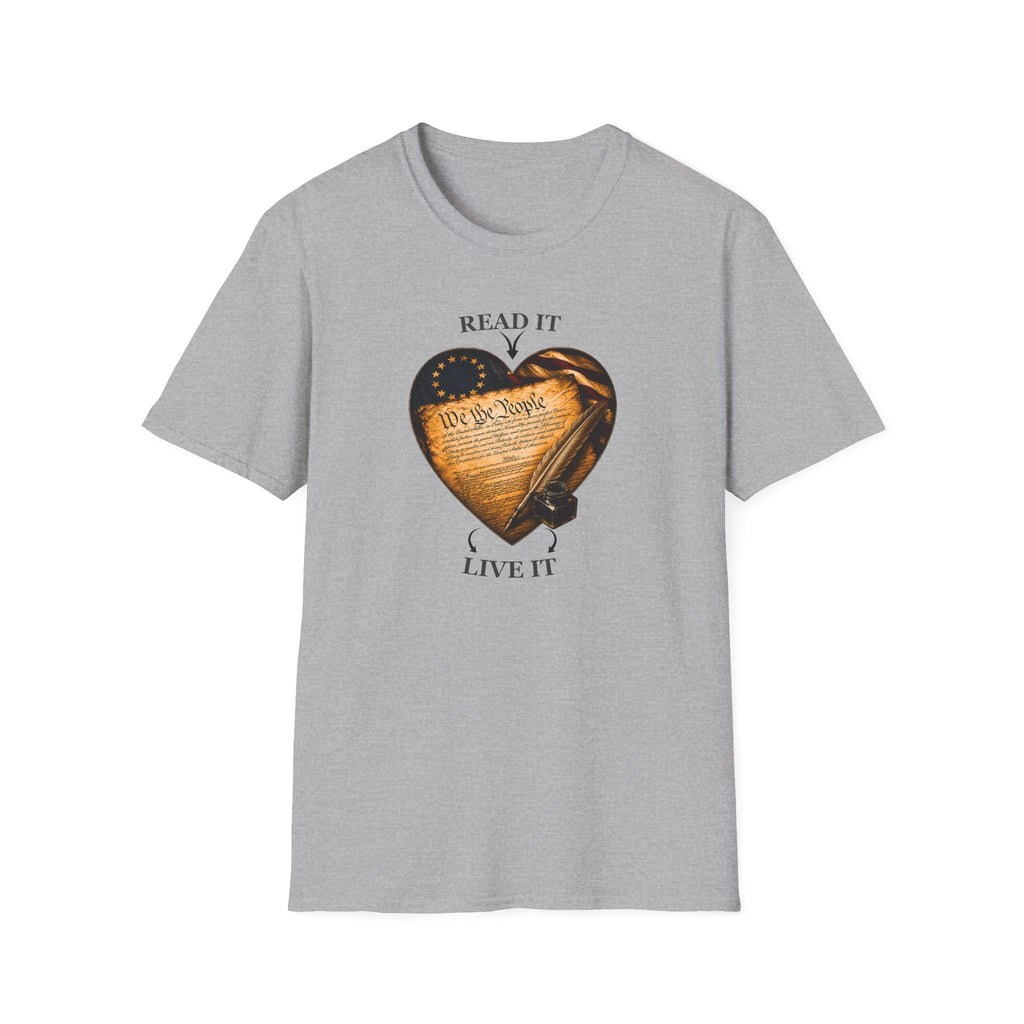 T-Shirt — "Read It, Live It" Constitution Heart Tee