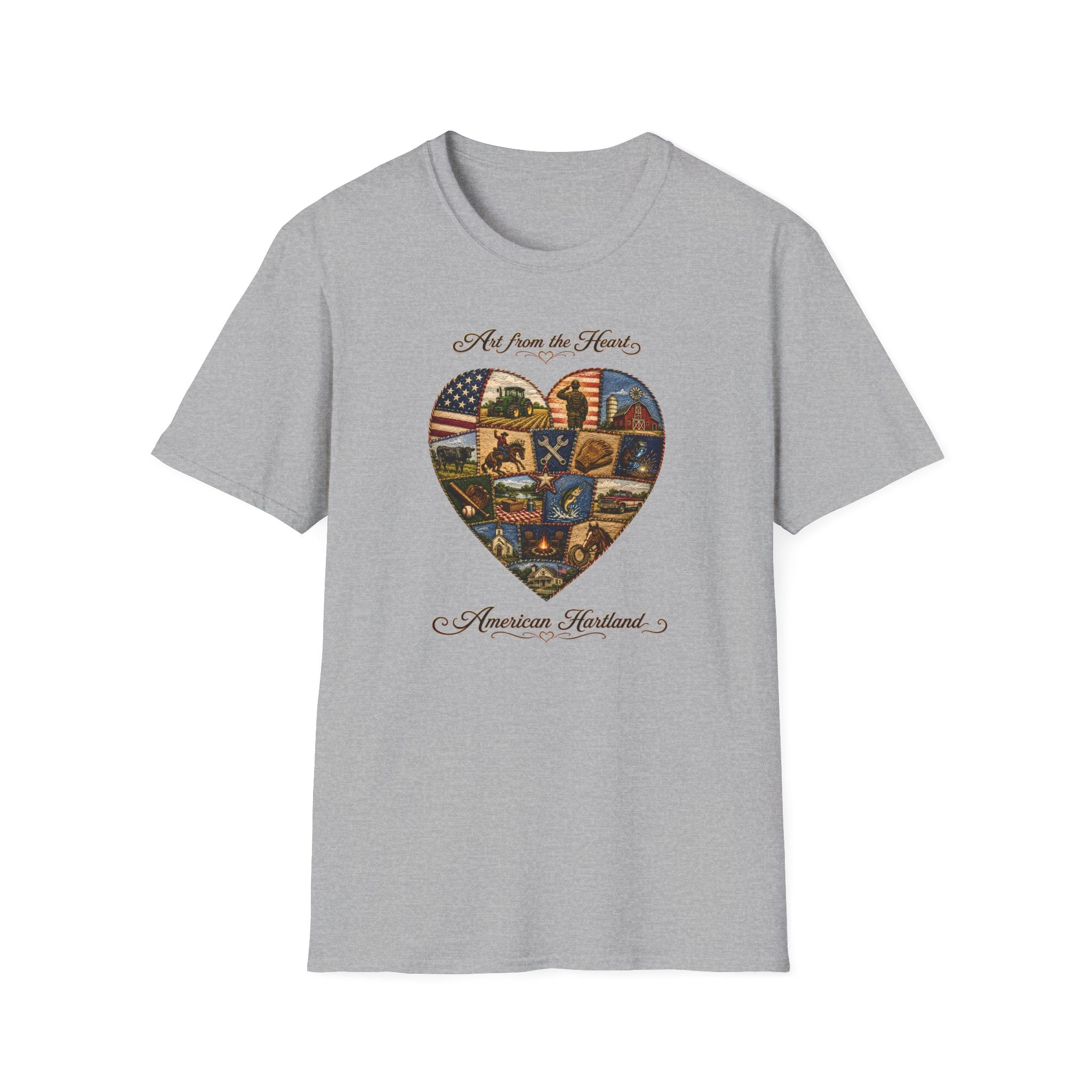 T-Shirt — "Art from the Heart, An American Heartland" Heart Collage Patriotic Tee