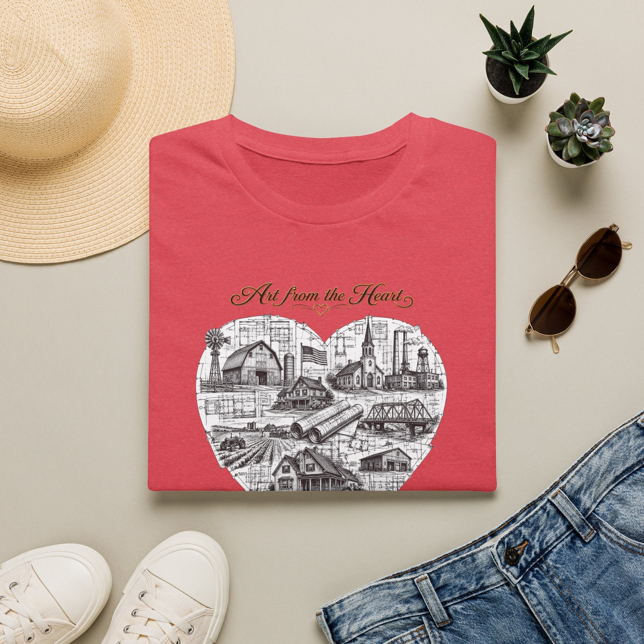 Heart Cityscape T-Shirt — "Art from the Heart" American Heartland Illustration