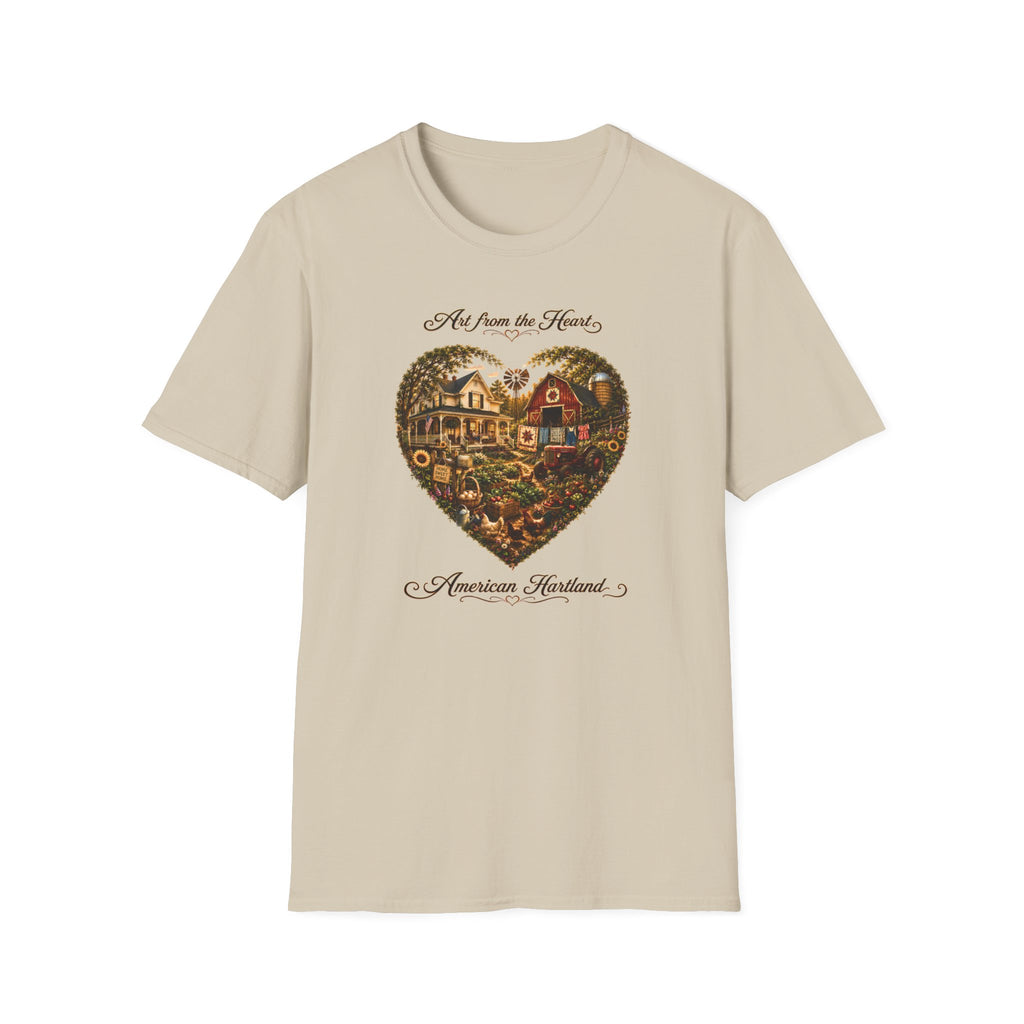 Heartland Farm Heart Graphic T-Shirt — "Art from the Heart" Rustic Cottage Tee
