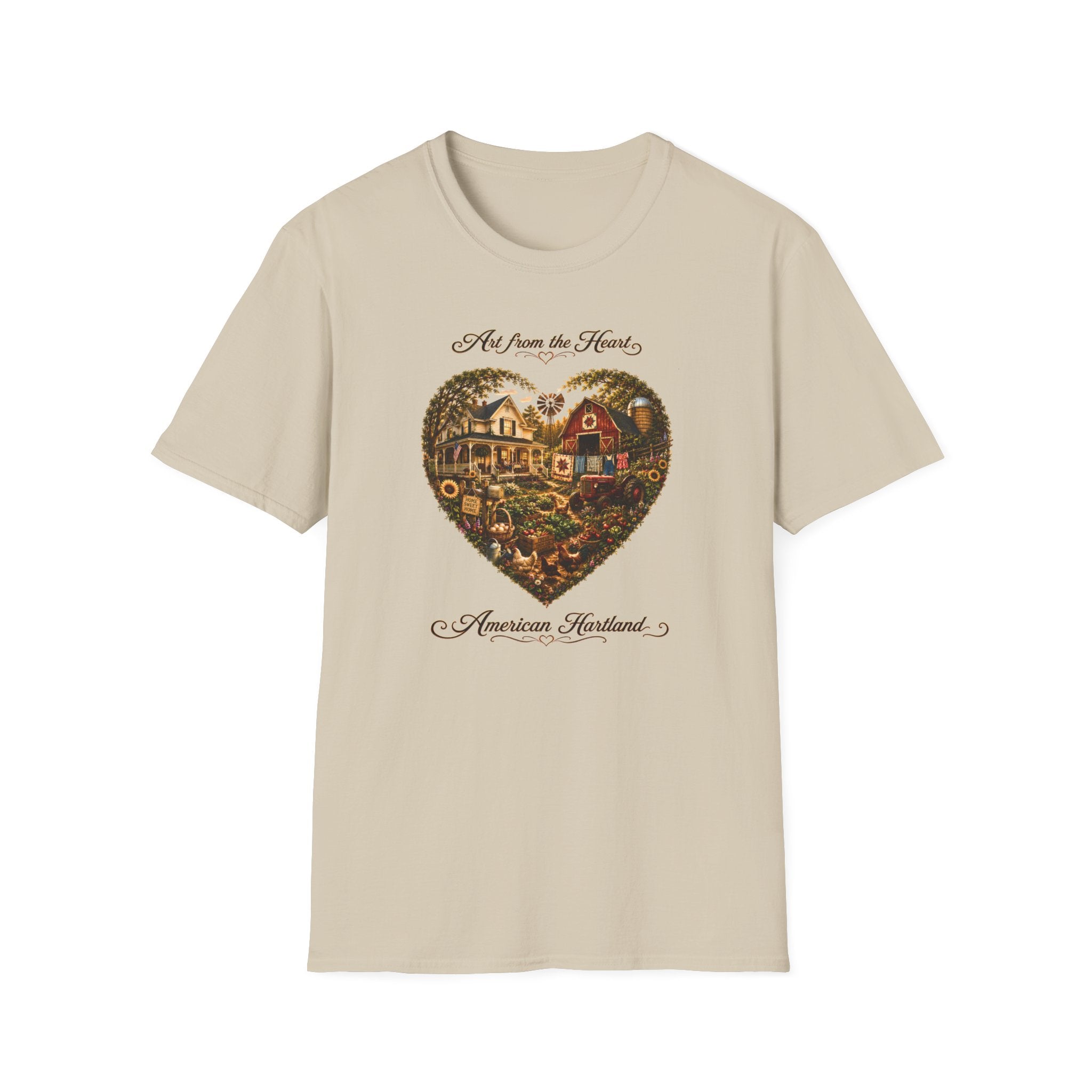 Heartland Farm Heart Graphic T-Shirt — "Art from the Heart" Rustic Cottage Tee