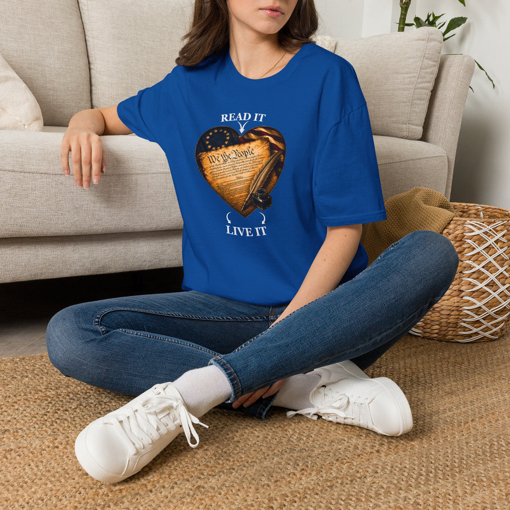 T-Shirt — "Read It, Live It" Constitution Heart Tee