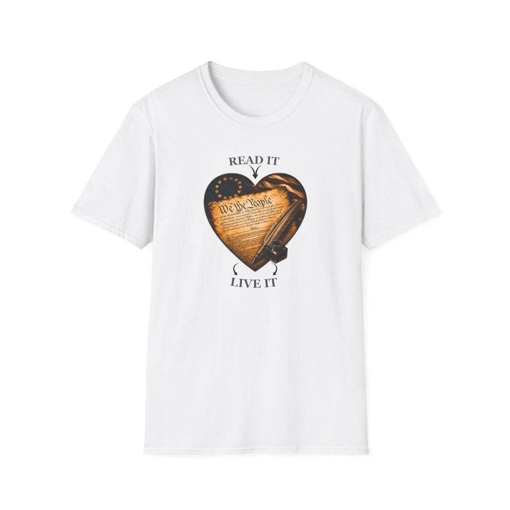 T-Shirt — "Read It, Live It" Constitution Heart Tee