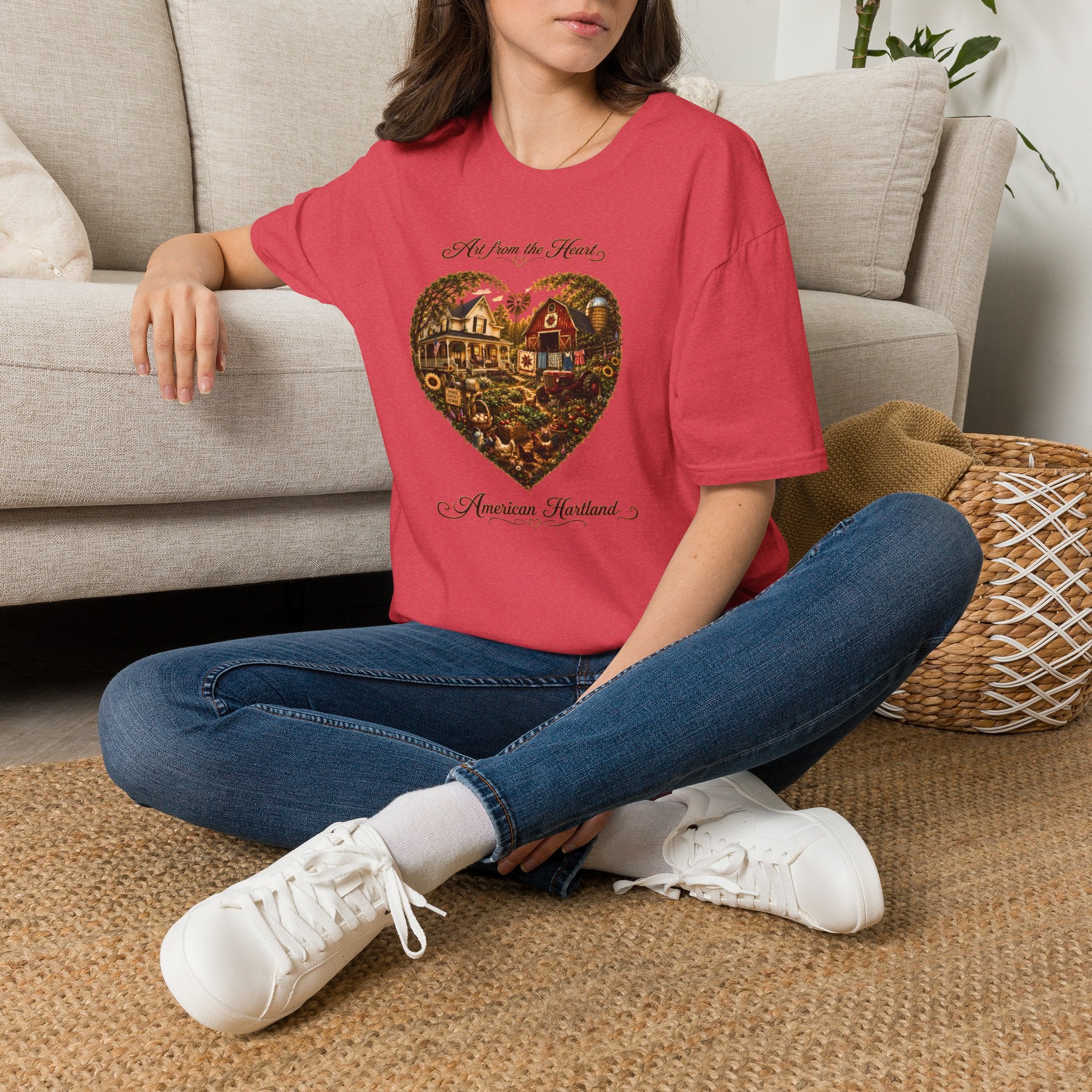 Heartland Farm Heart Graphic T-Shirt — "Art from the Heart" Rustic Cottage Tee