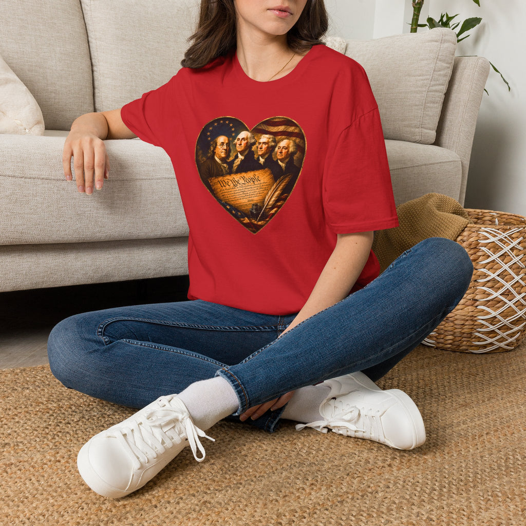 Patriotic Founding Fathers Heart T-Shirt — We the People Constitution Design