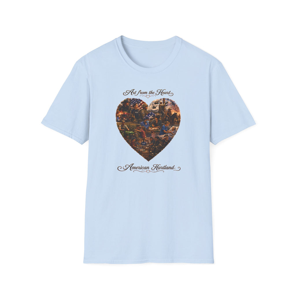 Heart-Shaped Americana Art T-Shirt — "Art from the Heart" Graphic Tee