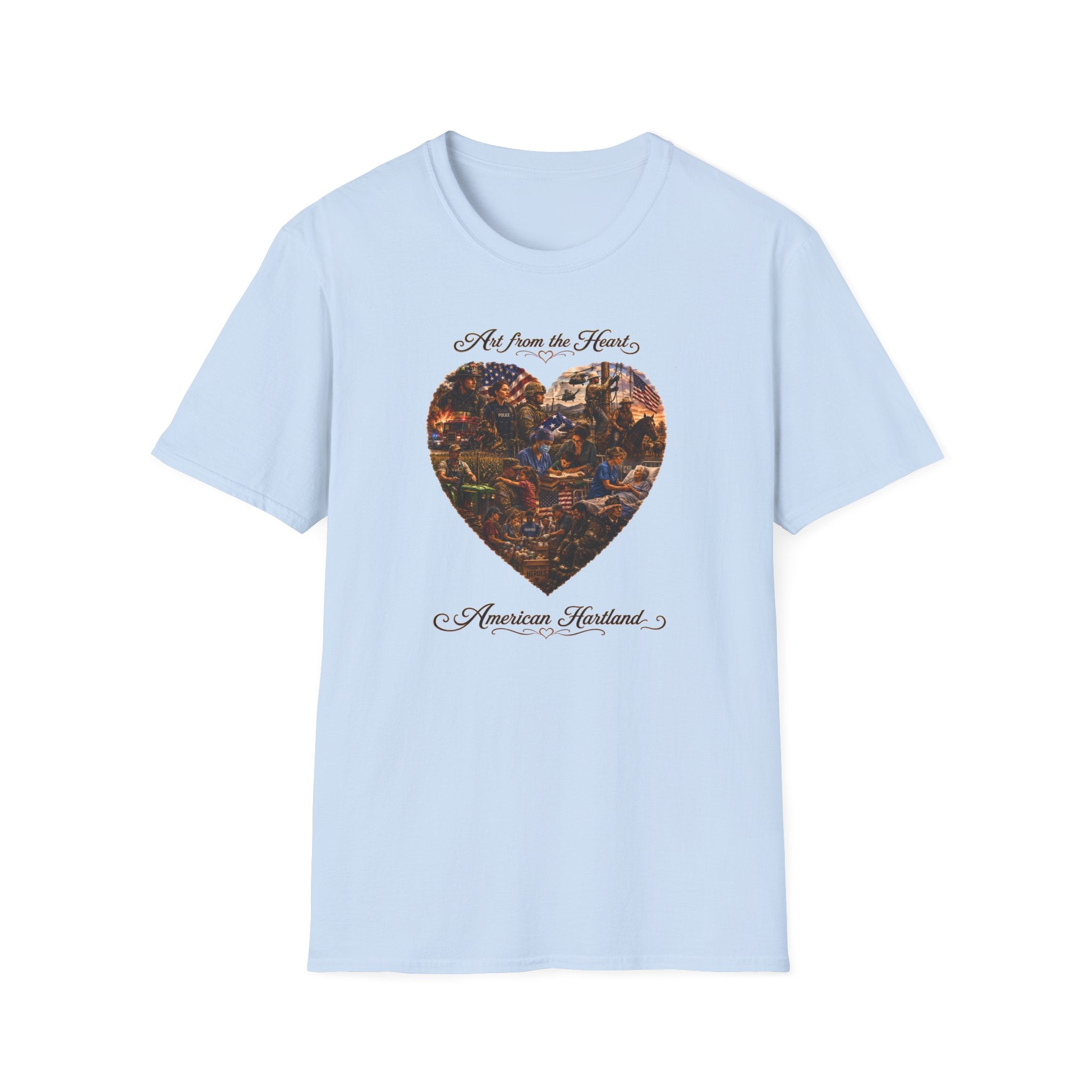 Heart-Shaped Americana Art T-Shirt — "Art from the Heart" Graphic Tee