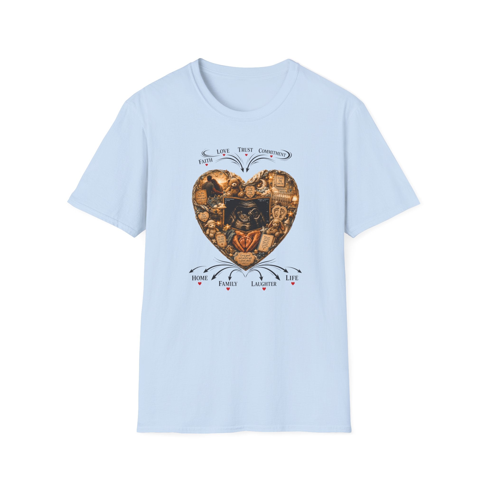 Memorial Heart T-Shirt — Faith, Love, Trust, Commitment Tee