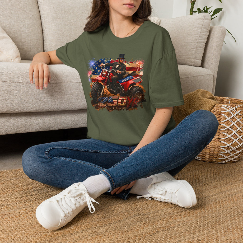 Patriotic Lincoln Riding ATV T-Shirt — 4th of July Veteran Americana Tee