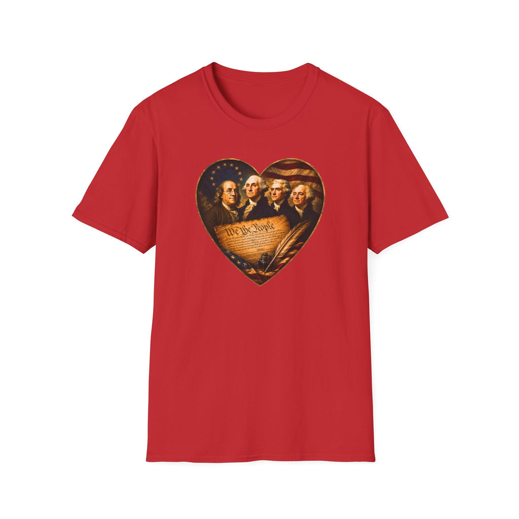Patriotic Founding Fathers Heart T-Shirt — We the People Constitution Design