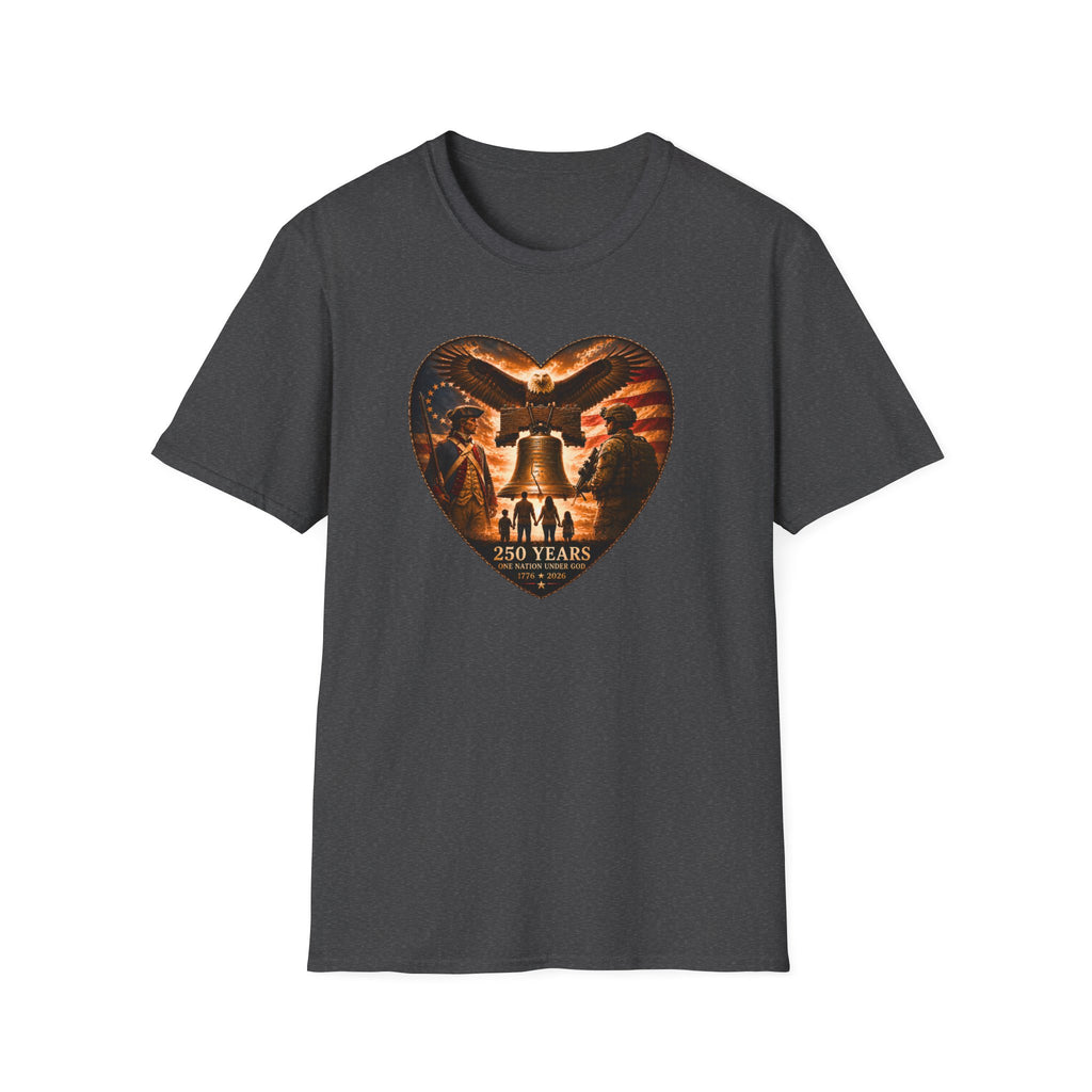 Liberty Heart T‑Shirt — Patriotic Eagle & Liberty Bell Design