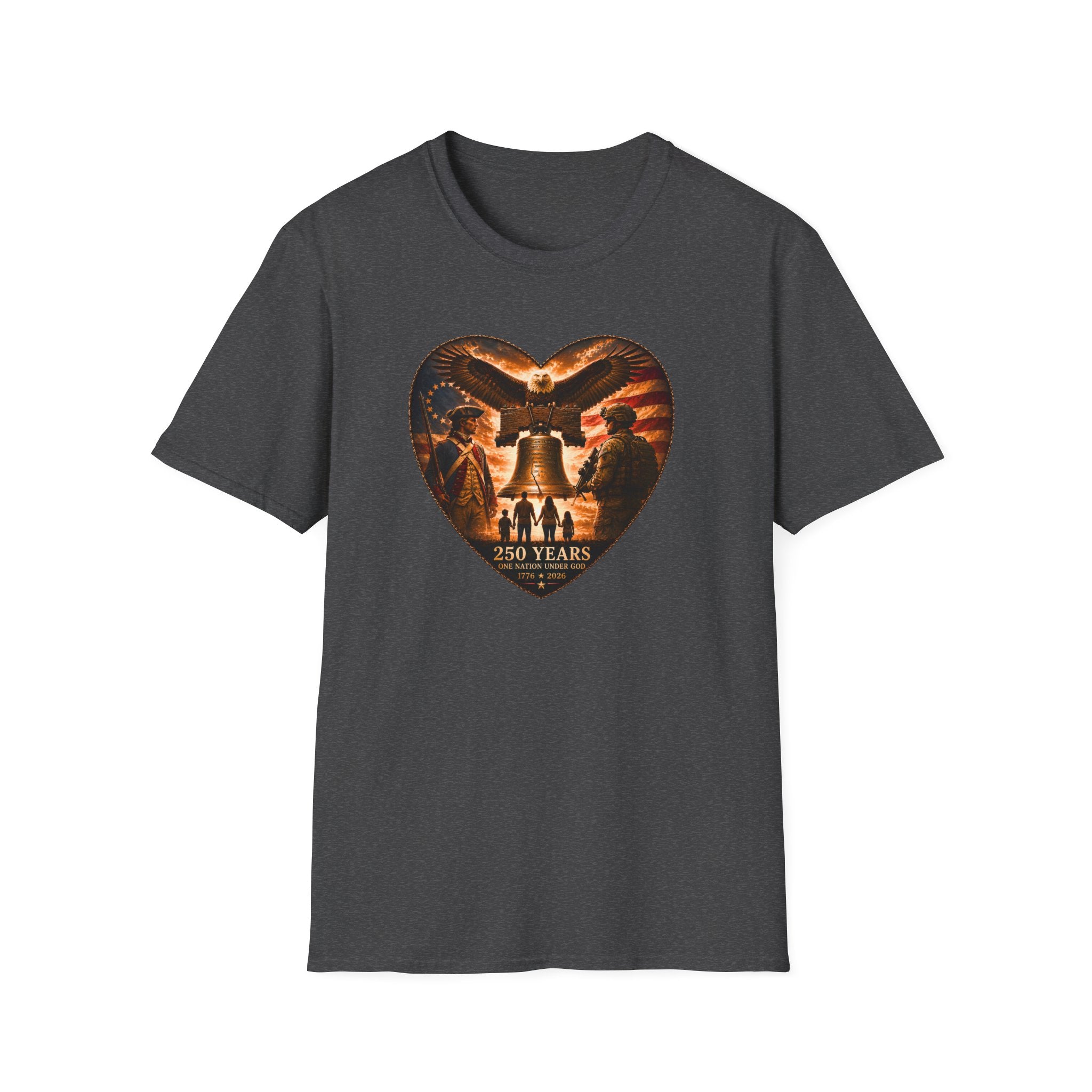 Liberty Heart T‑Shirt — Patriotic Eagle & Liberty Bell Design