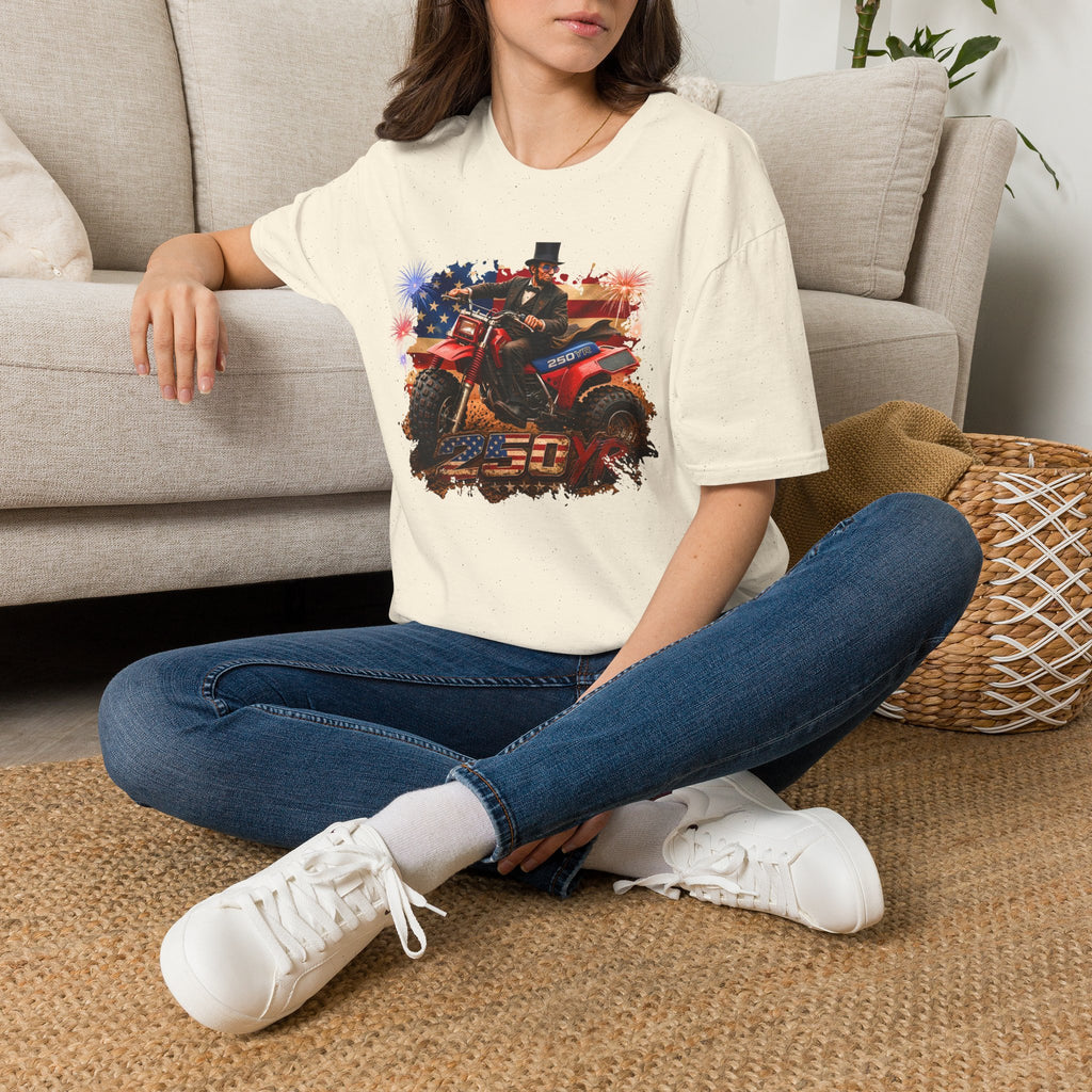 Patriotic Lincoln Riding ATV T-Shirt — 4th of July Veteran Americana Tee