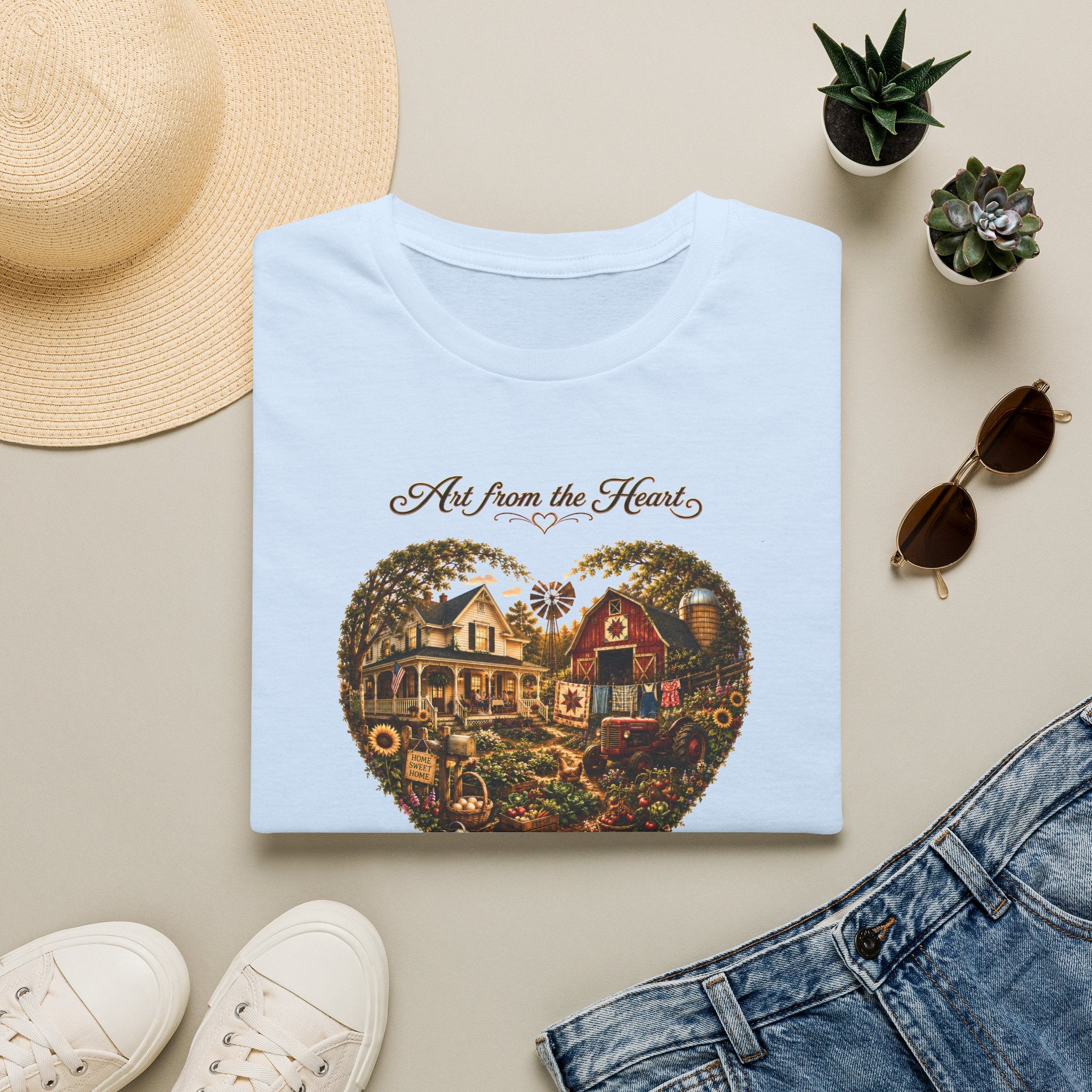 Heartland Farm Heart Graphic T-Shirt — "Art from the Heart" Rustic Cottage Tee