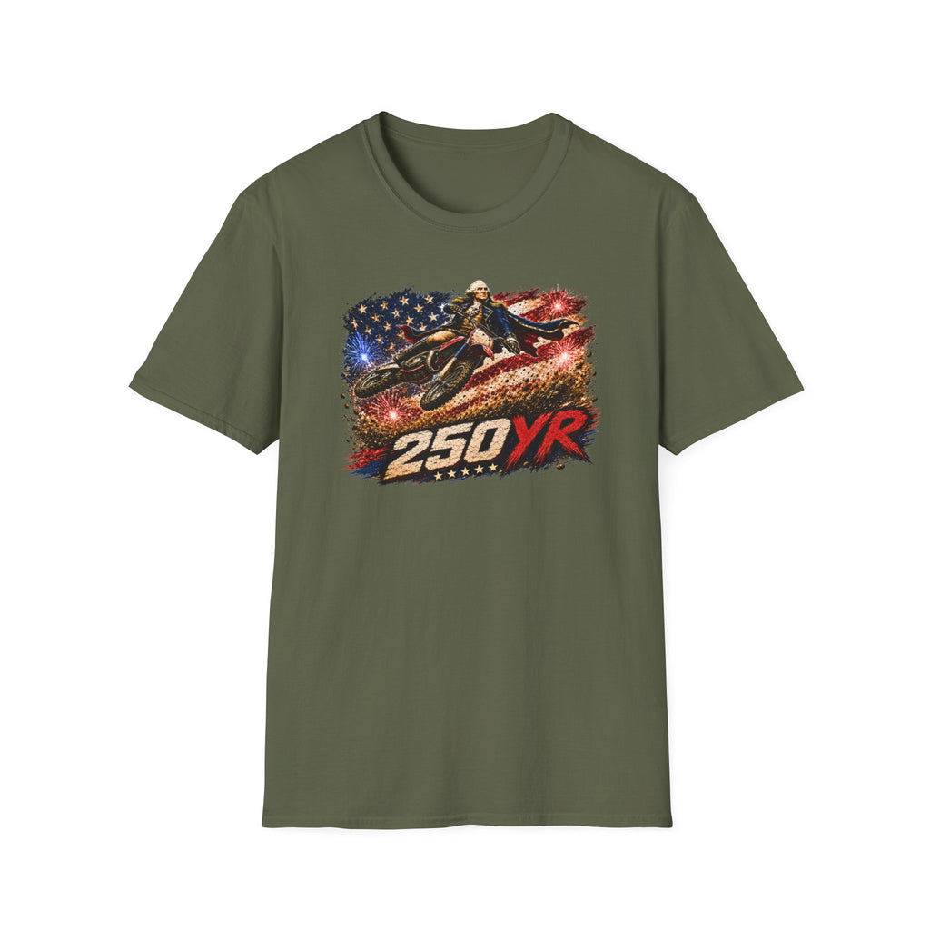 250YR American Flag Motorcycle T‑Shirt — Patriotic Biker Tee