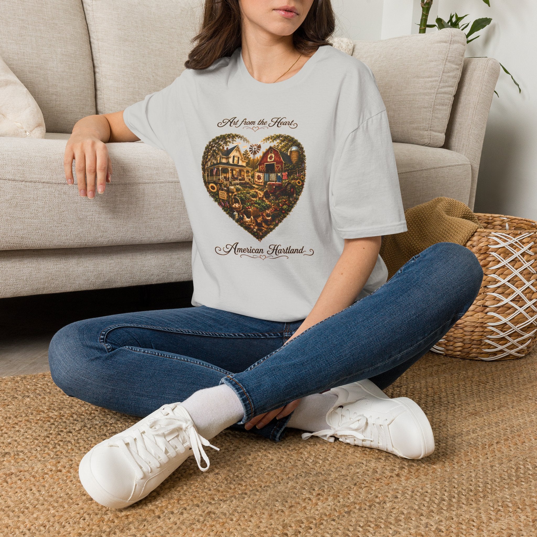 Heartland Farm Heart Graphic T-Shirt — "Art from the Heart" Rustic Cottage Tee