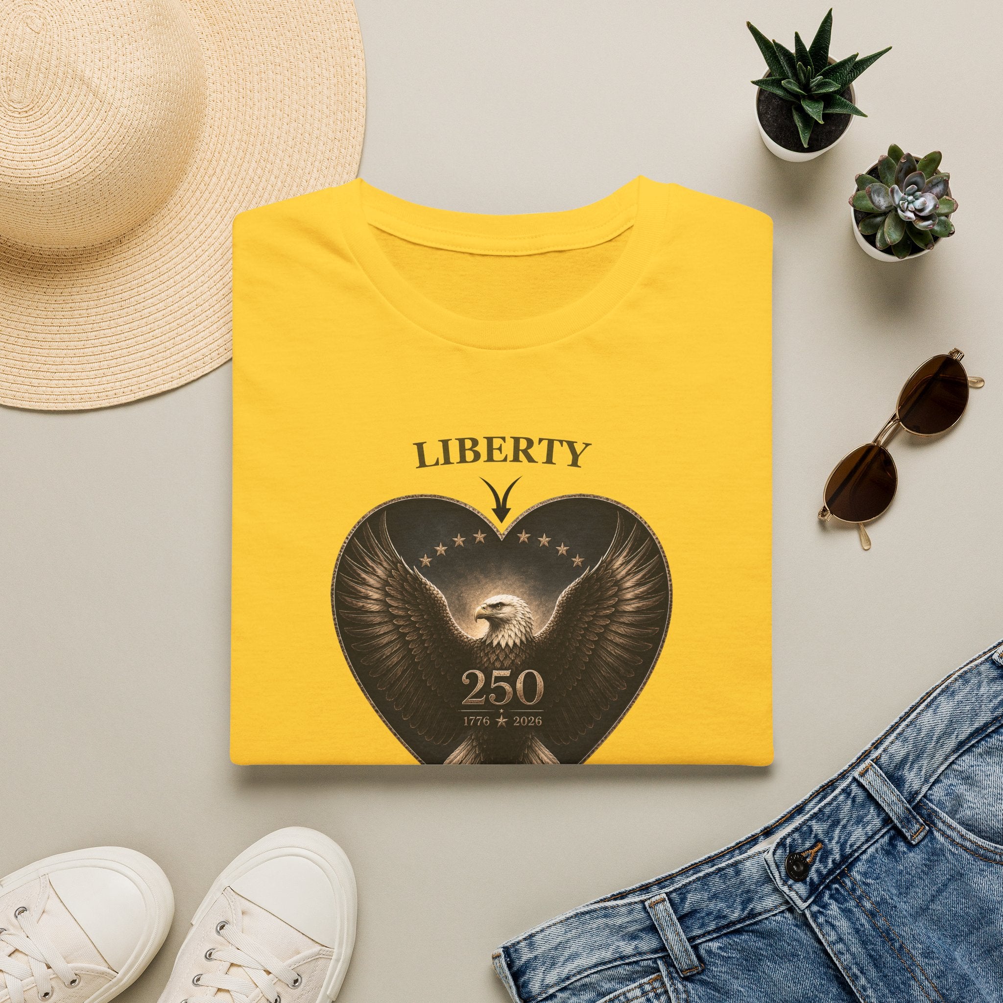 Liberty Heart Eagle T-Shirt — "Liberty 250" Patriotic Freedom Tee