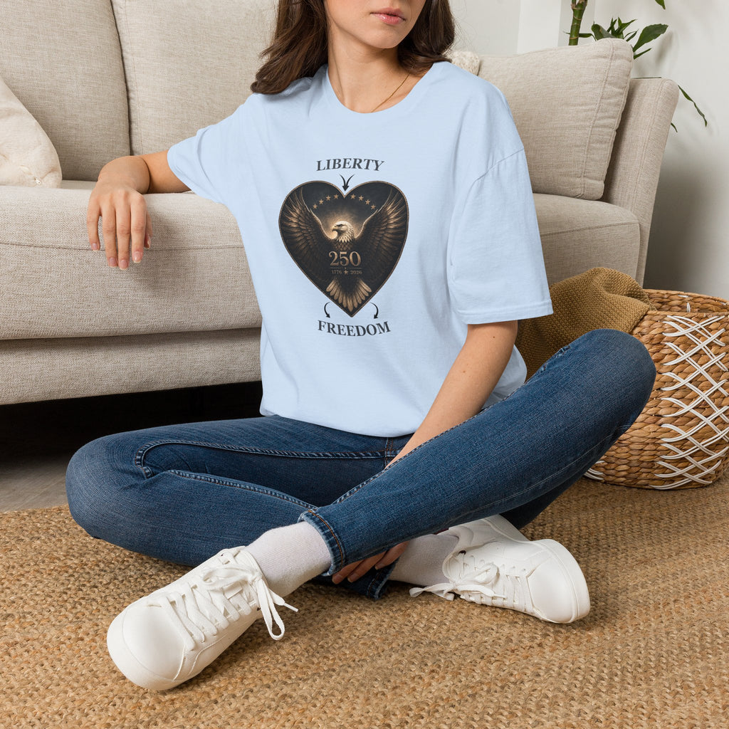 Liberty Heart Eagle T-Shirt — "Liberty 250" Patriotic Freedom Tee