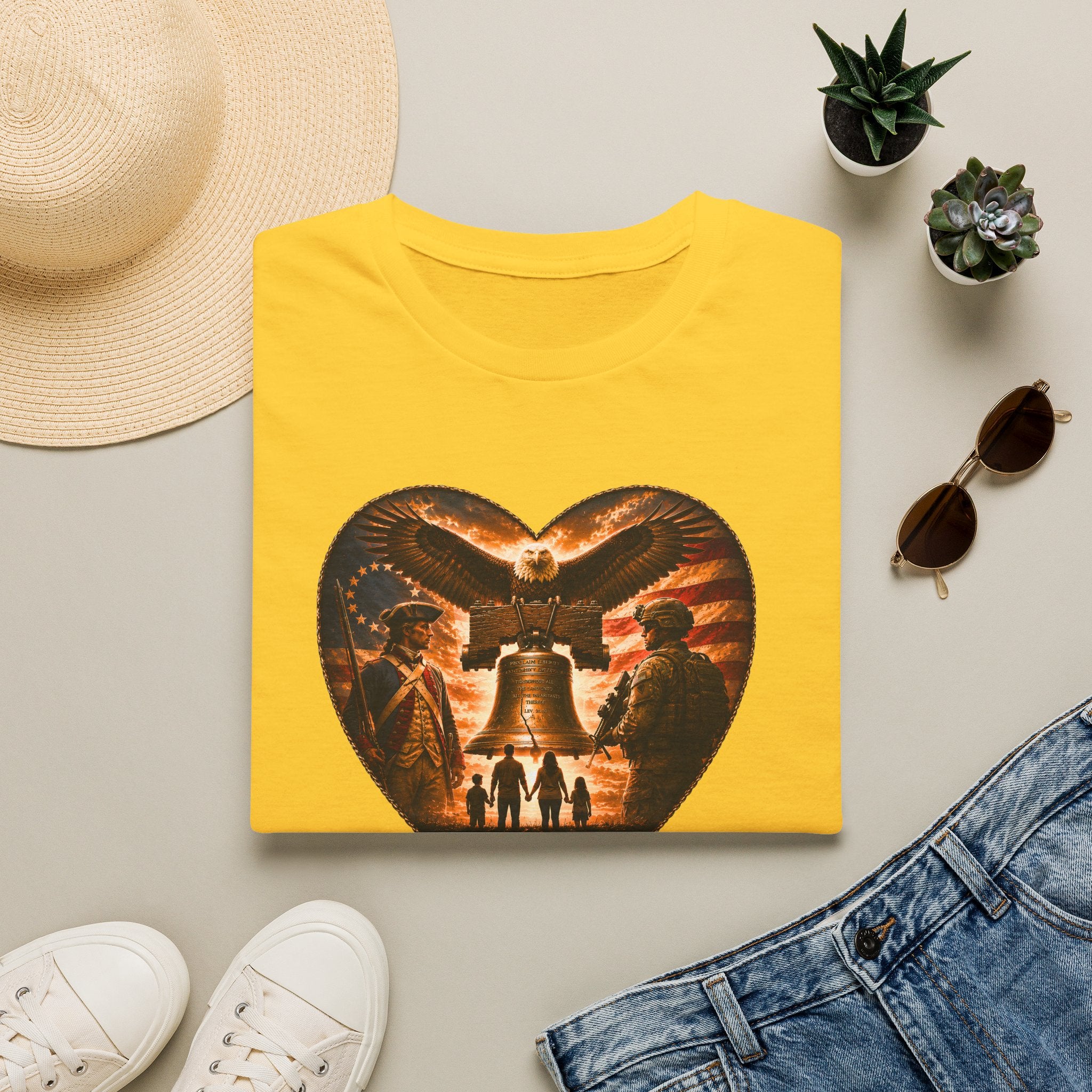 Liberty Heart T‑Shirt — Patriotic Eagle & Liberty Bell Design
