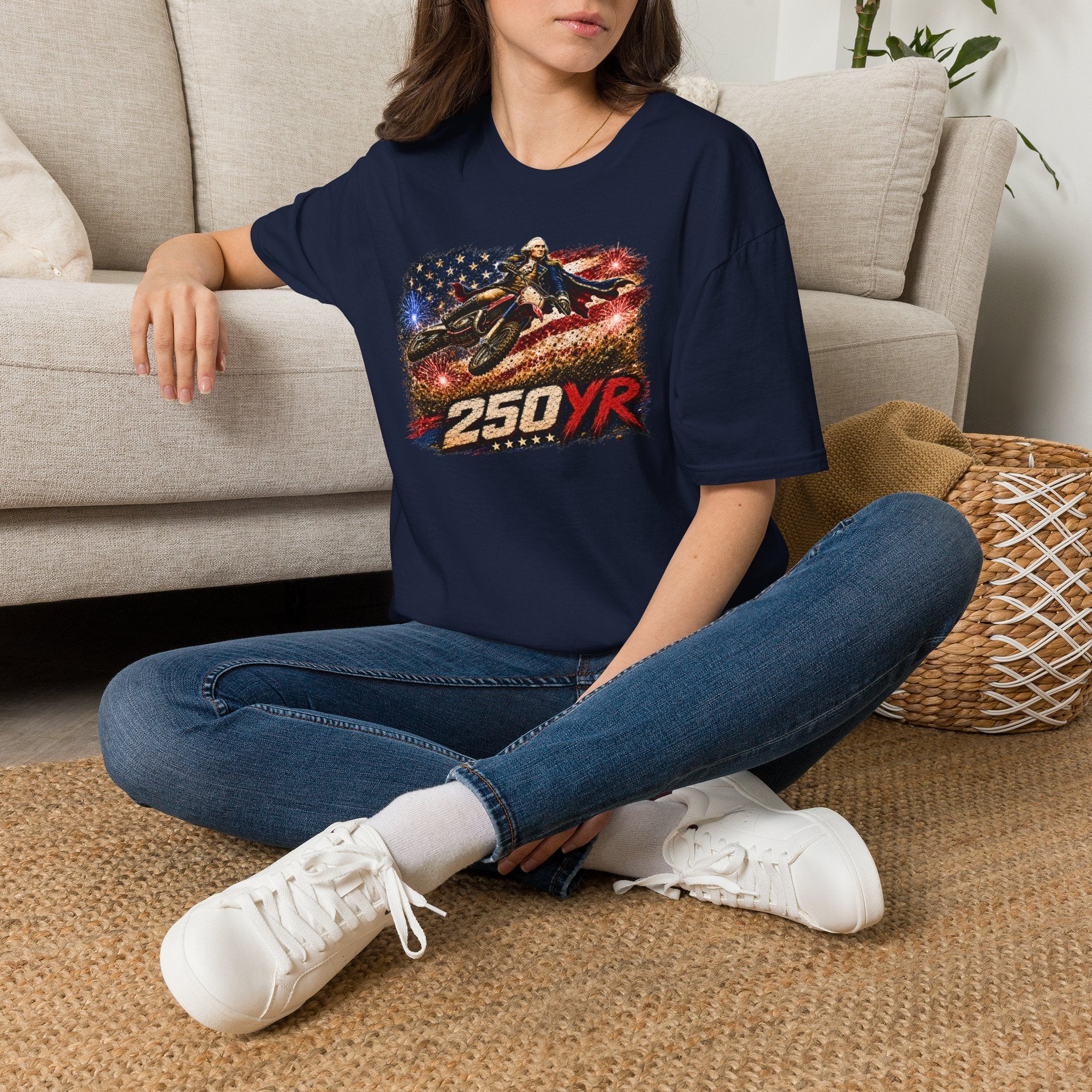 250YR American Flag Motorcycle T‑Shirt — Patriotic Biker Tee