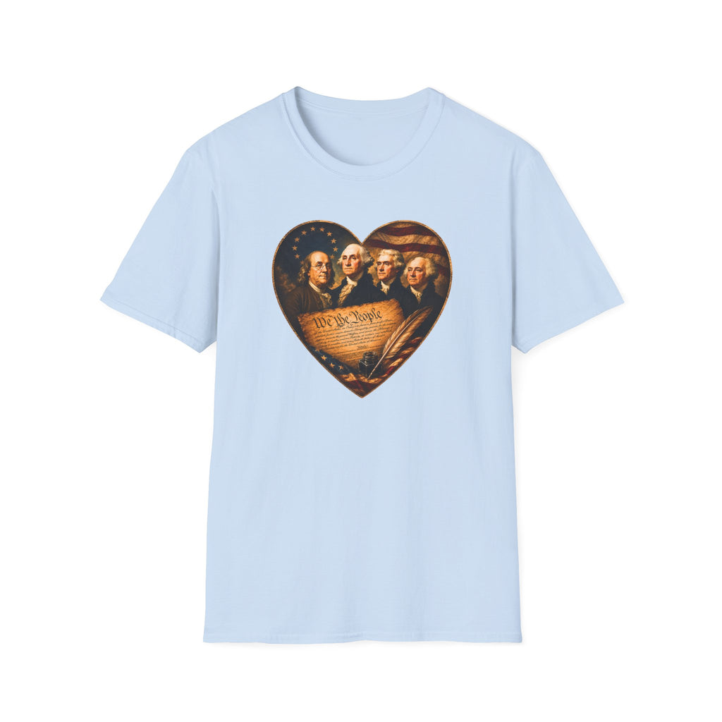 Patriotic Founding Fathers Heart T-Shirt — We the People Constitution Design