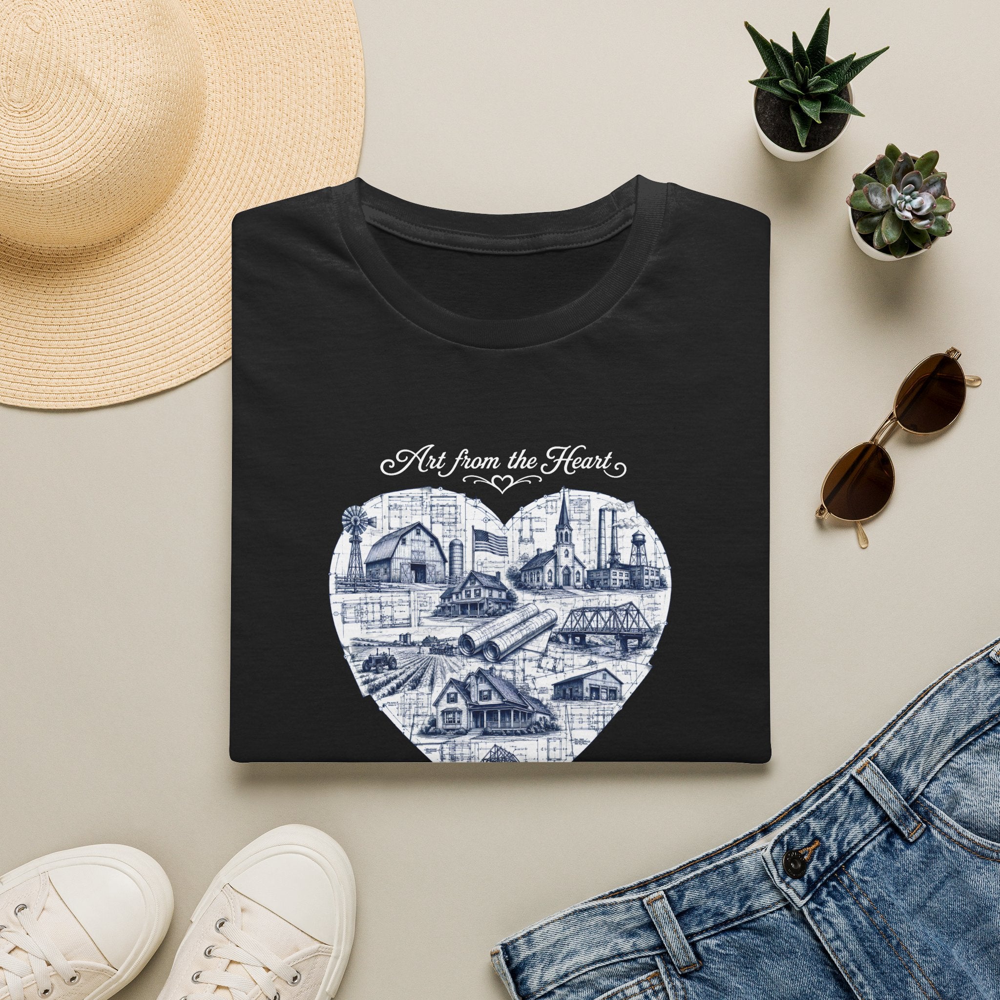 Heart Cityscape T-Shirt — "Art from the Heart" American Heartland Illustration