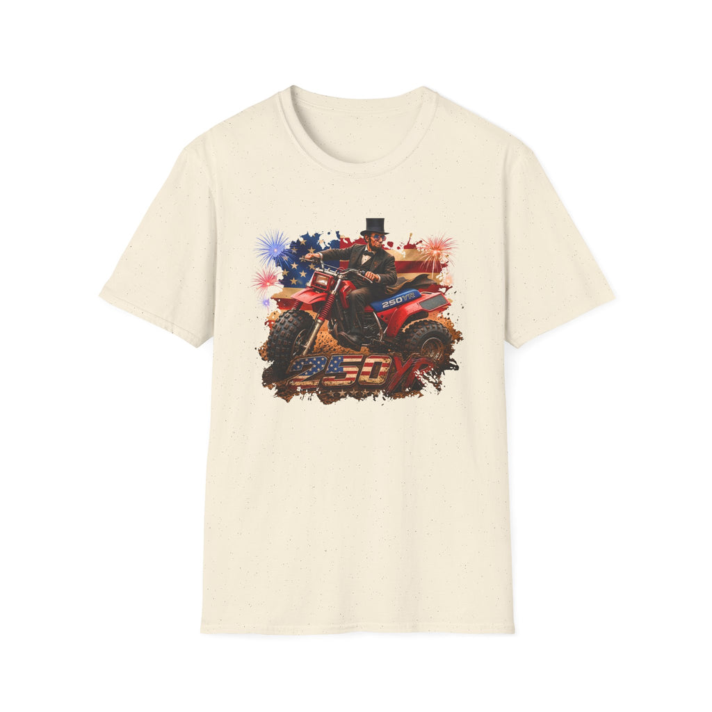 Patriotic Lincoln Riding ATV T-Shirt — 4th of July Veteran Americana Tee