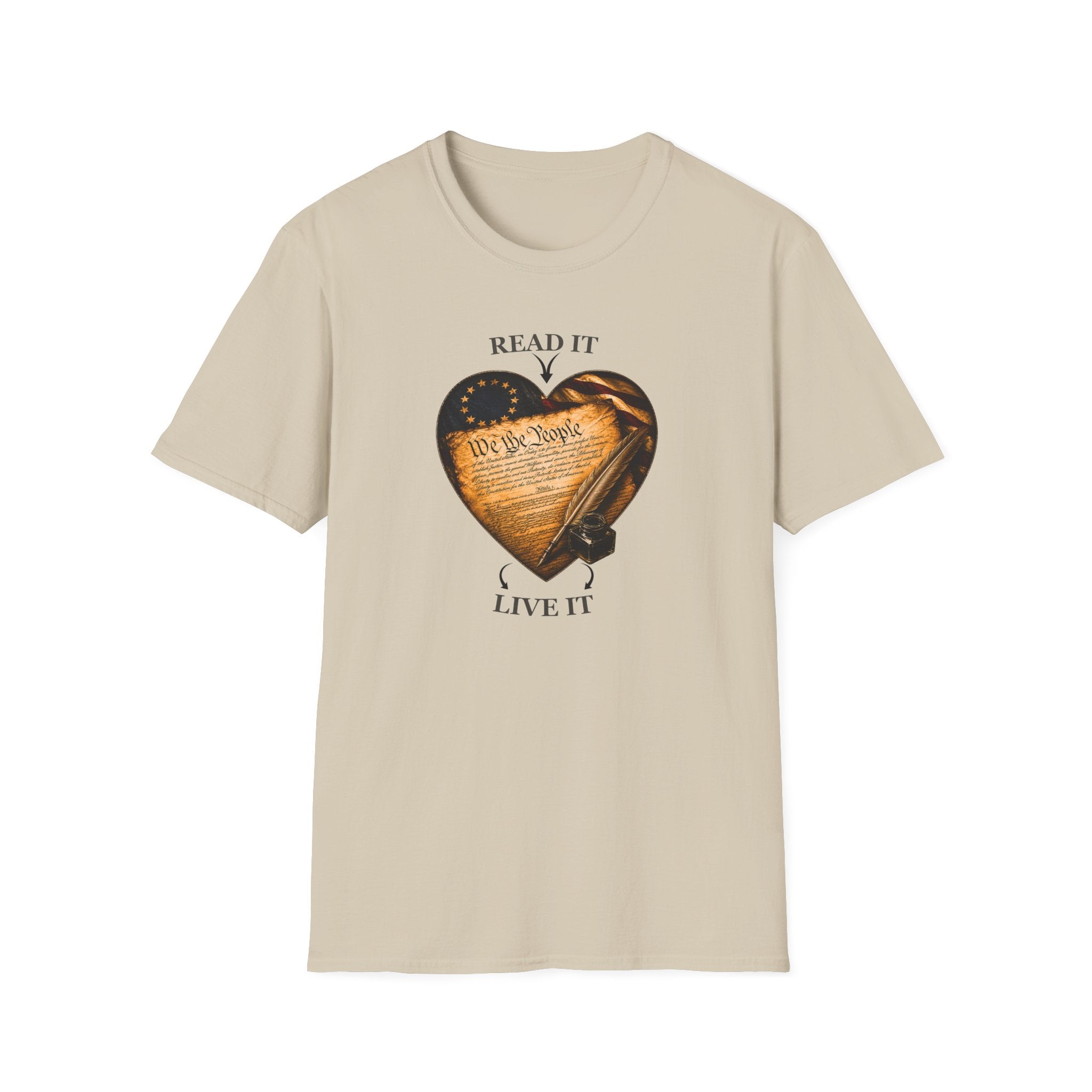 T-Shirt — "Read It, Live It" Constitution Heart Tee