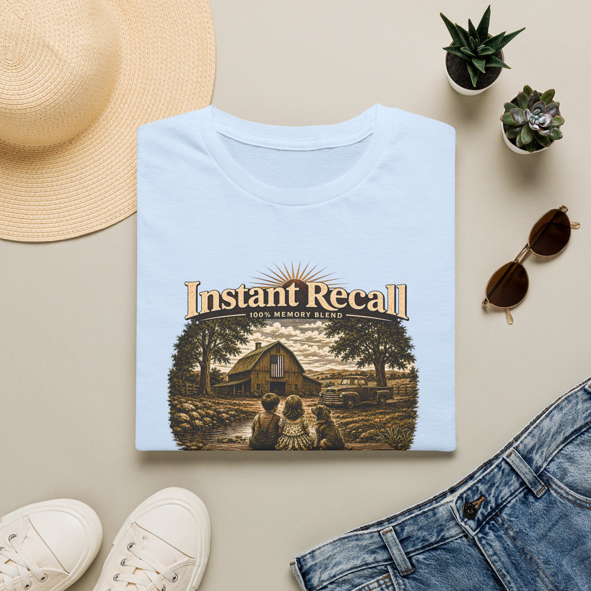 Instant Recall Vintage Barn T-Shirt — 'Just Add Heart' Nostalgic Farm Tee