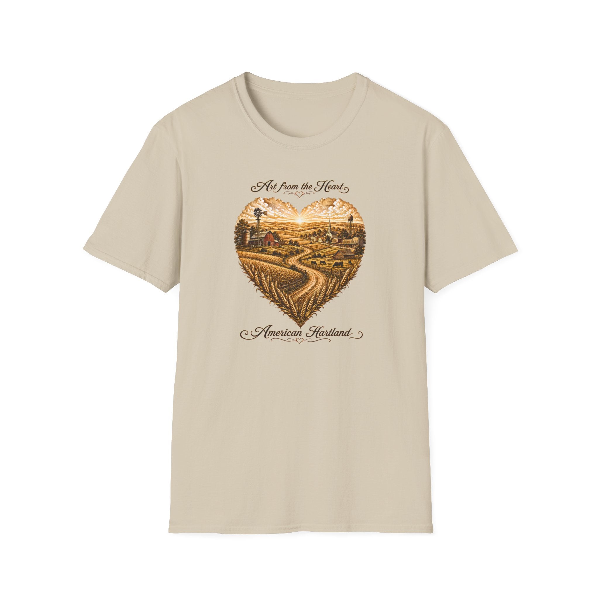 Heartland Farm T-Shirt — "Art from the Heart" Vintage Country Landscape